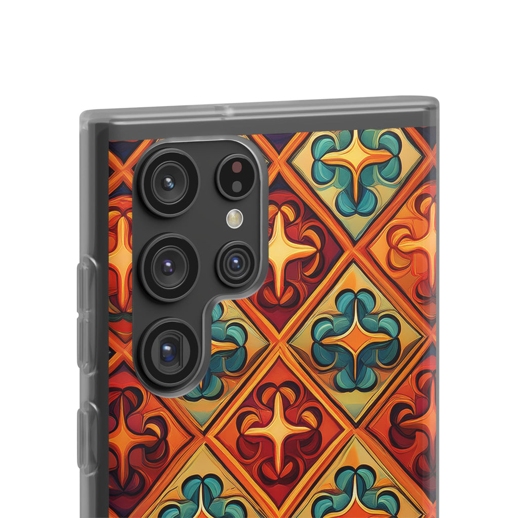Vintage Tile Pattern Phone Case — Retro Moroccan Geometric Flexi Case