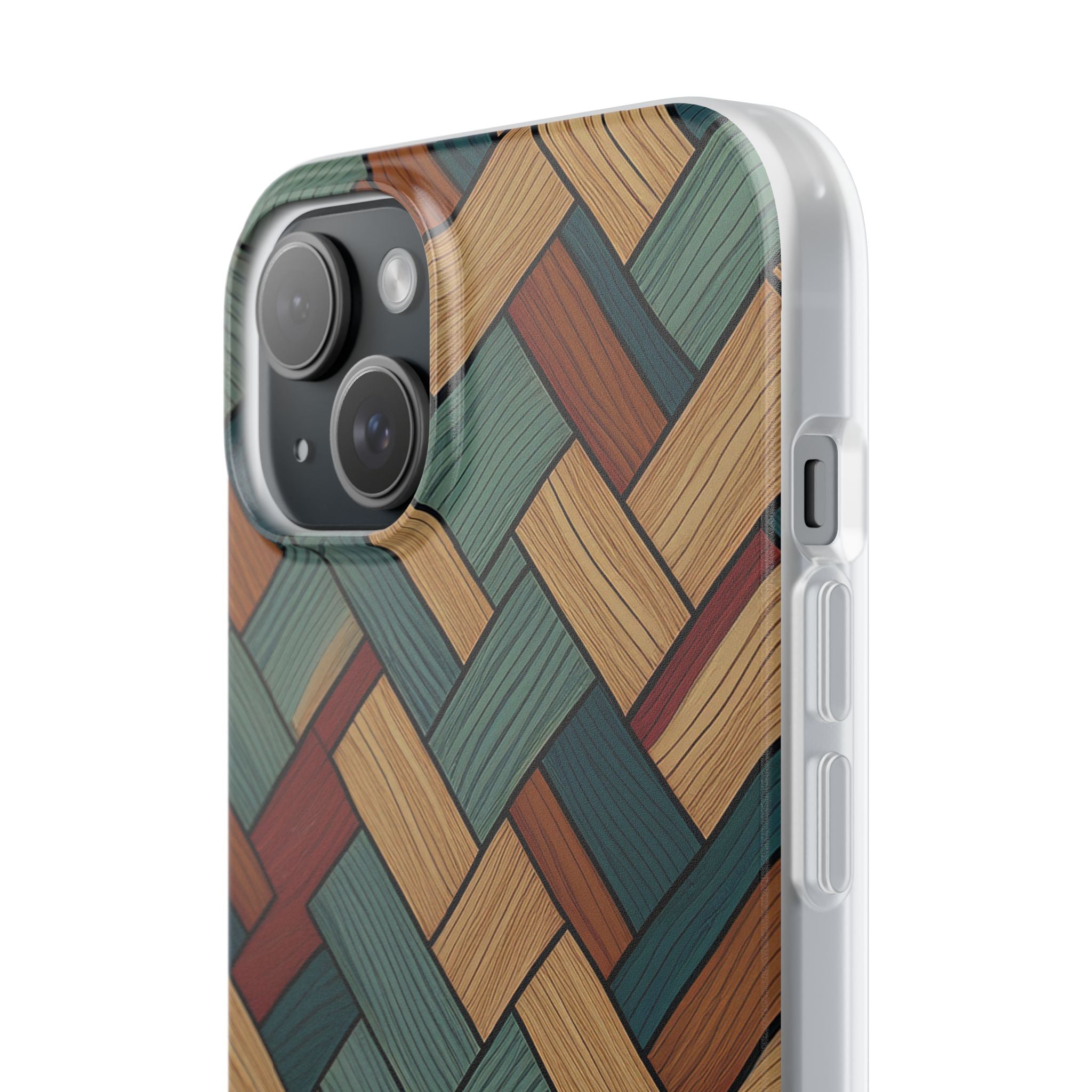 Woven Wood Pattern Phone Case — Rustic Geometric iPhone Flexi Case