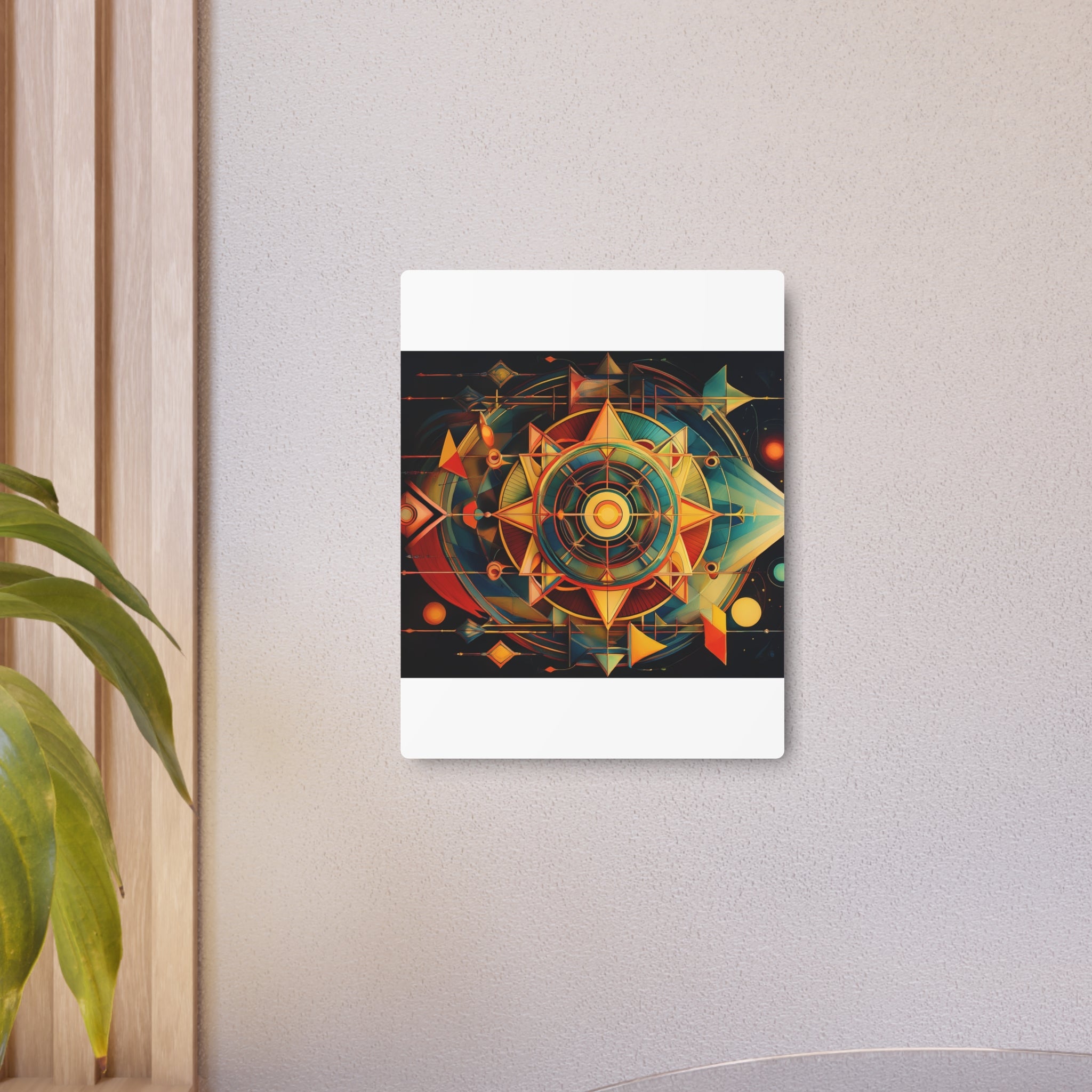 Geometric Compass Metal Art Sign — Abstract Nautical Wall Decor