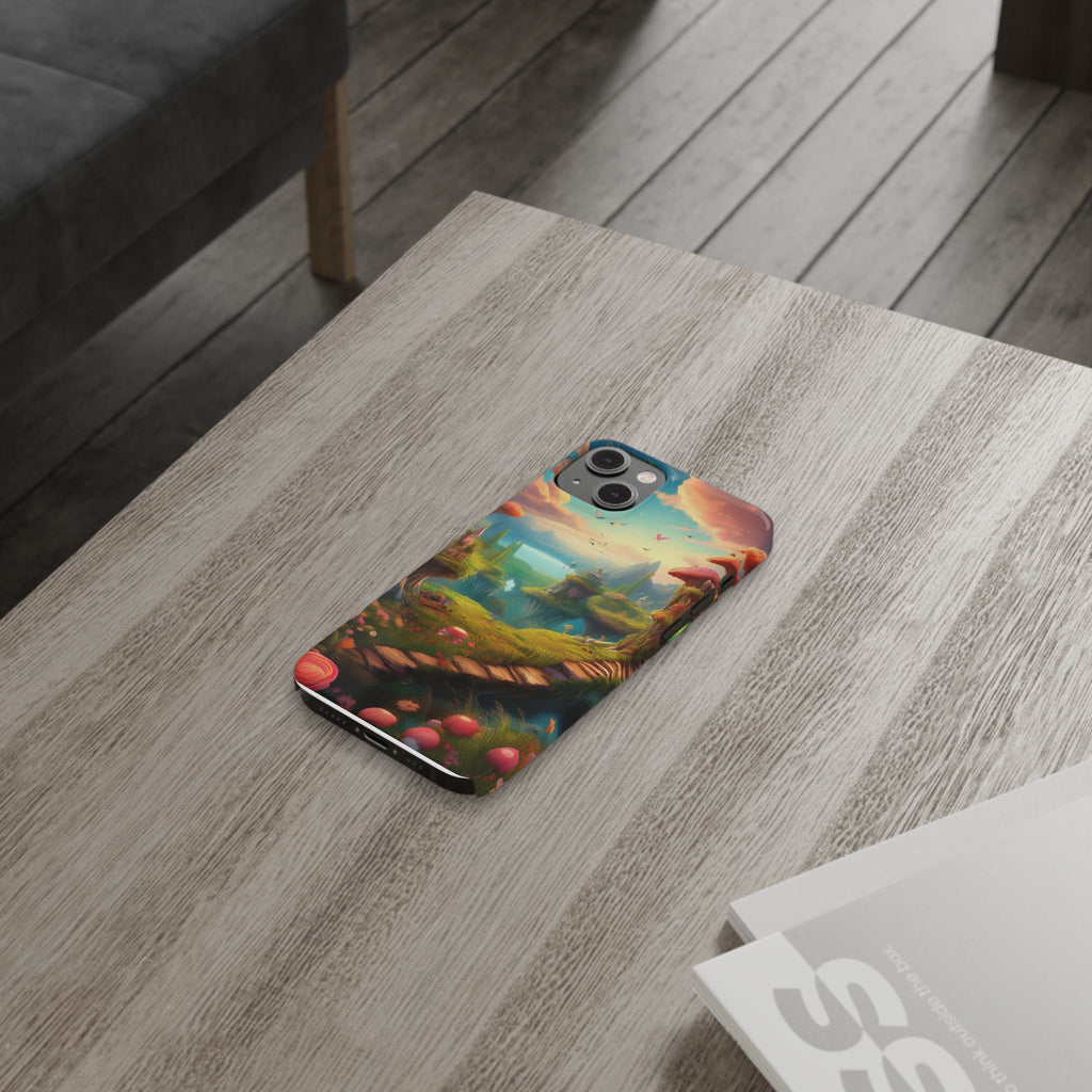 Fantasy Landscape Slim Phone Case — Enchanted Mushroom Path
