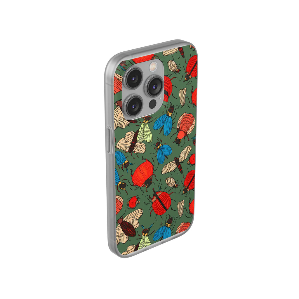 Bug Pattern Phone Case — Colorful Beetles & Flies Design