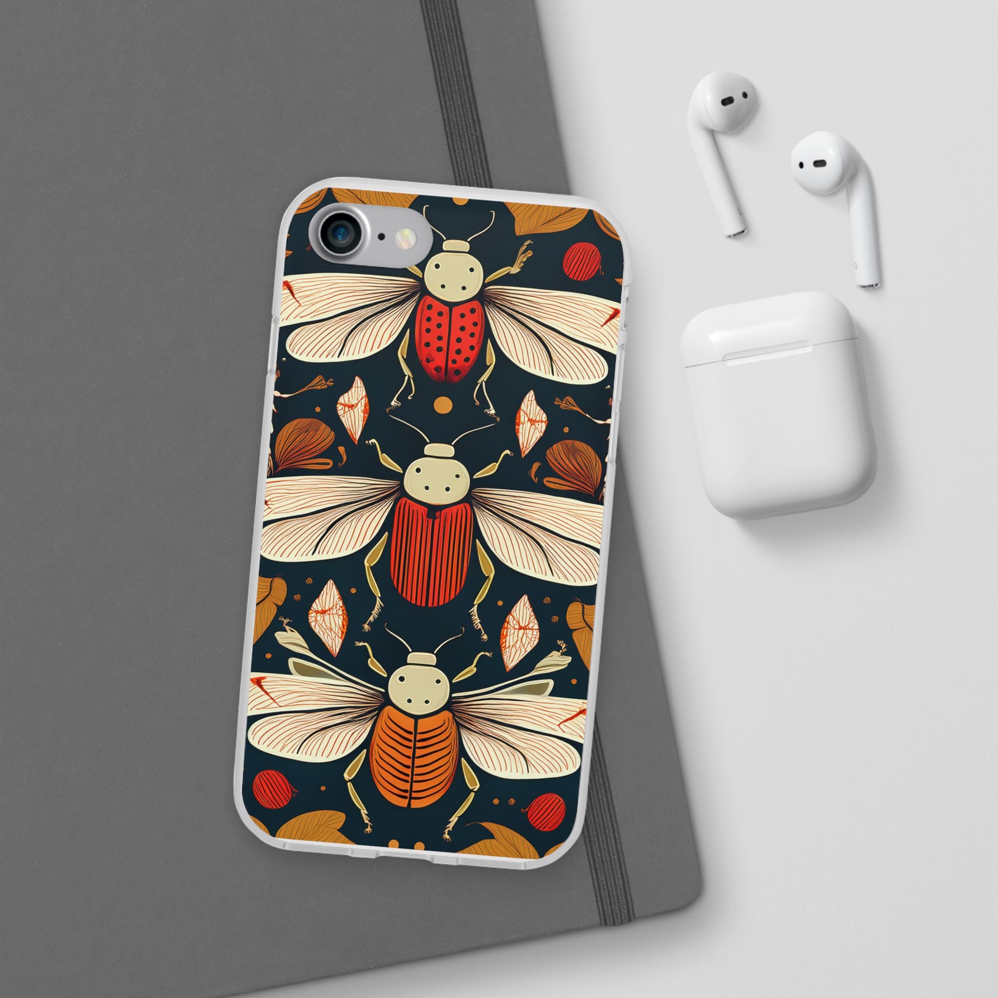 Bug Pattern Phone Case — Vintage Floral Firefly Design