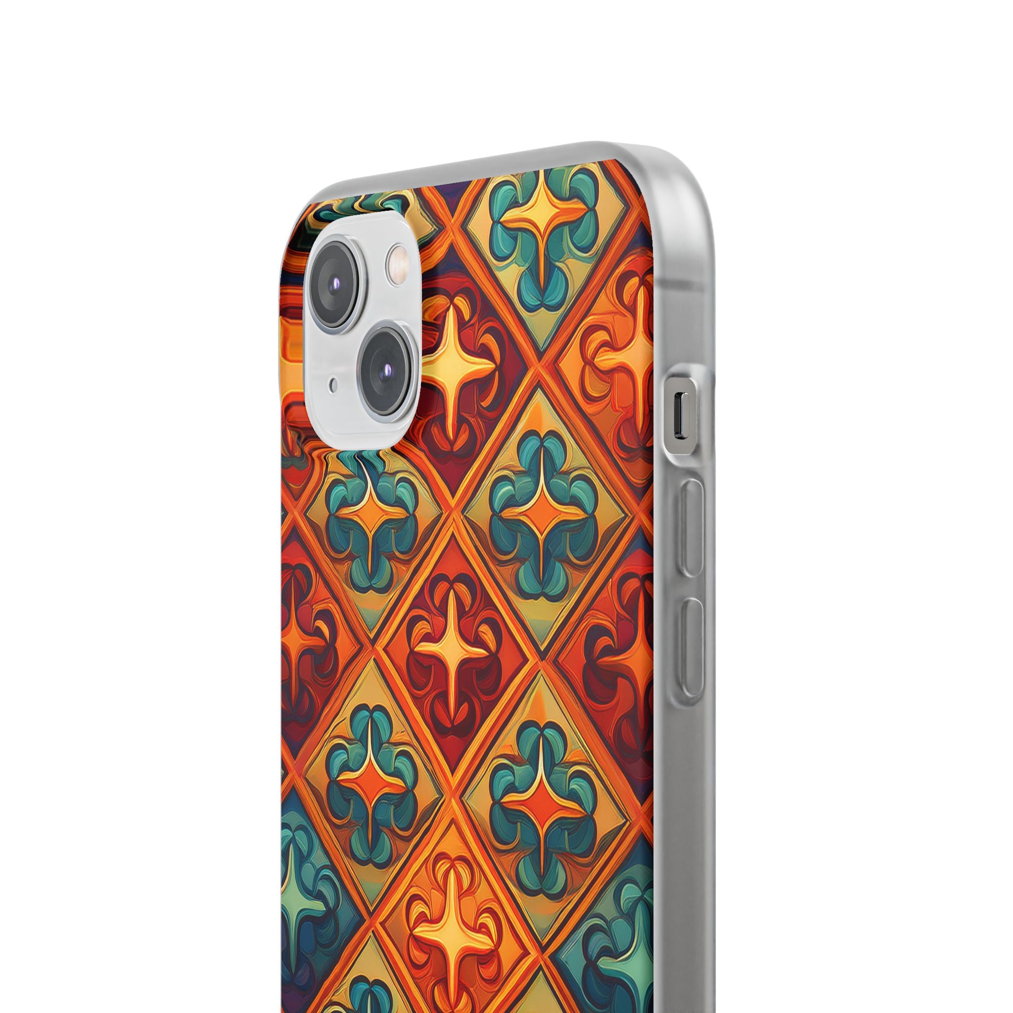 Vintage Tile Pattern Phone Case — Retro Moroccan Geometric Flexi Case