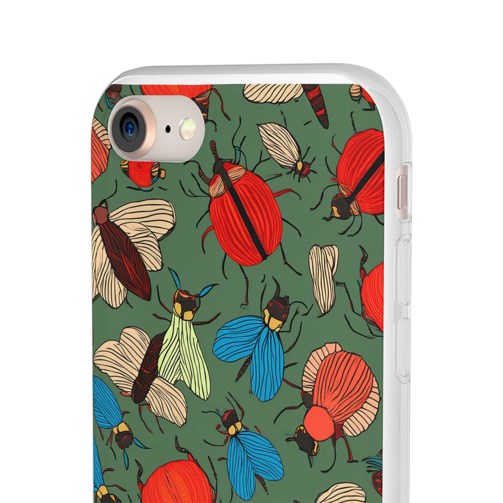 Bug Pattern Phone Case — Colorful Beetles & Flies Design