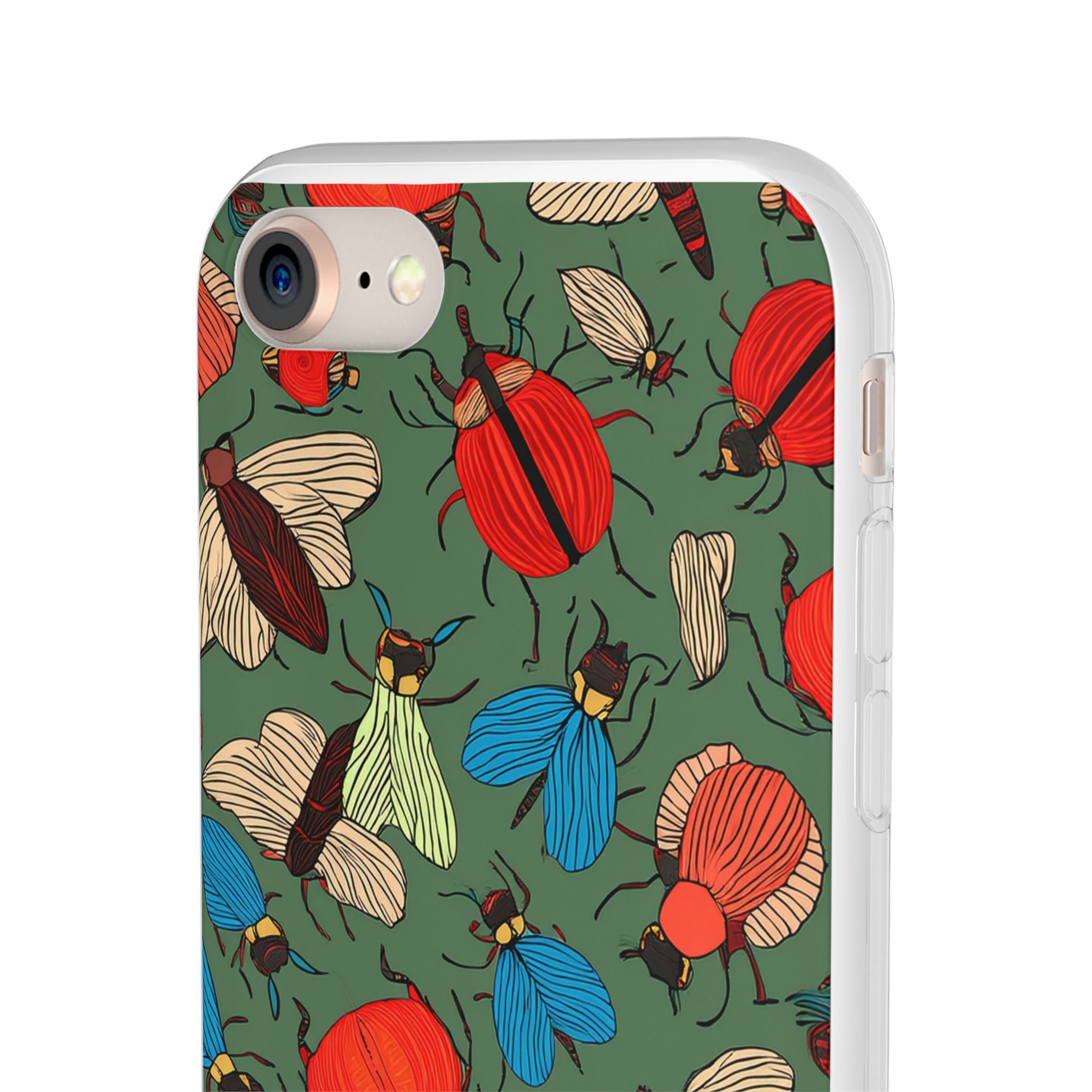 Bug Pattern Phone Case — Colorful Beetles & Flies Design