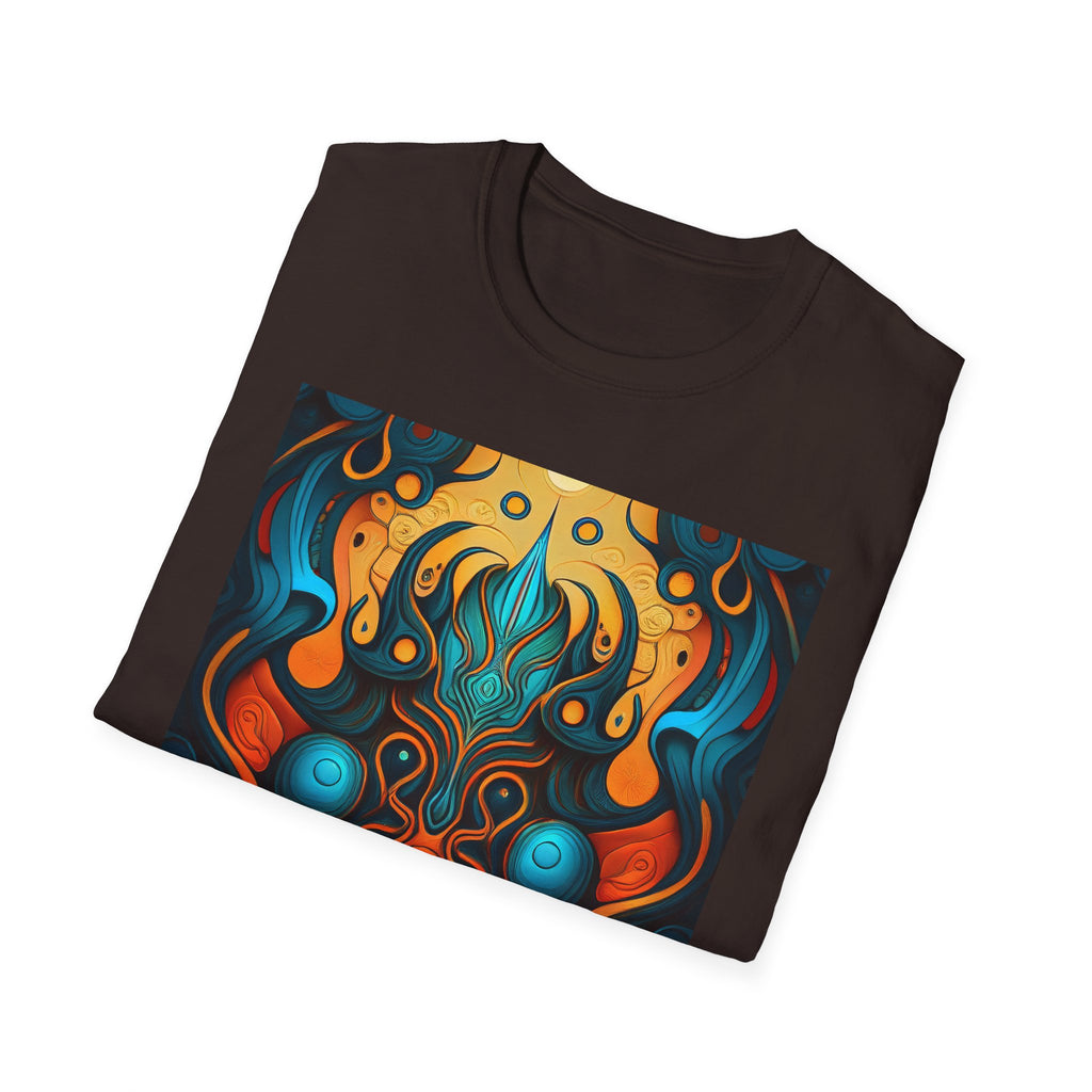 Psychedelic Abstract Mask T-Shirt — Vibrant Tribal Floral Art Tee