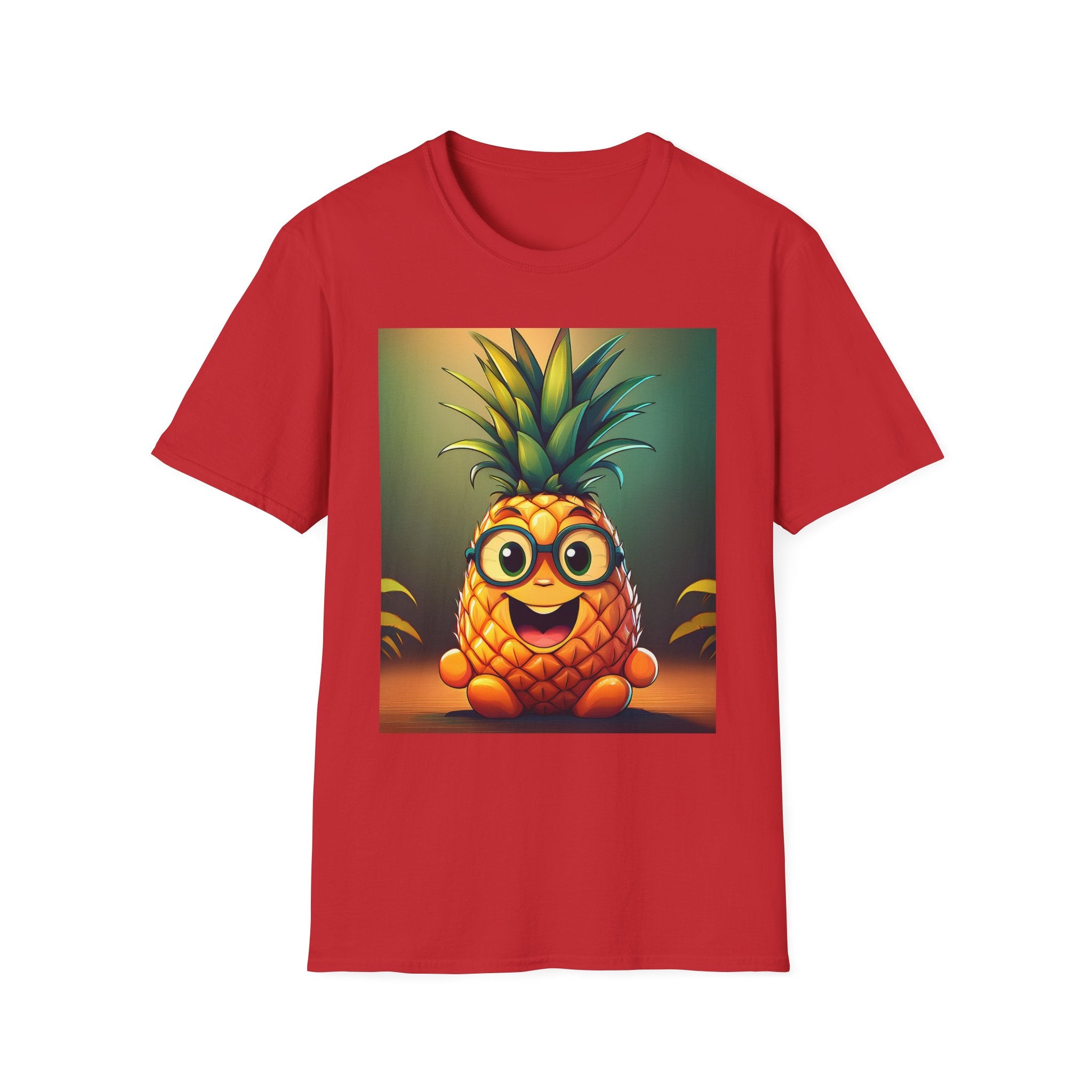 Pineapple Cartoon T-Shirt — Cute Smiling Pineapple with Glasses Tee