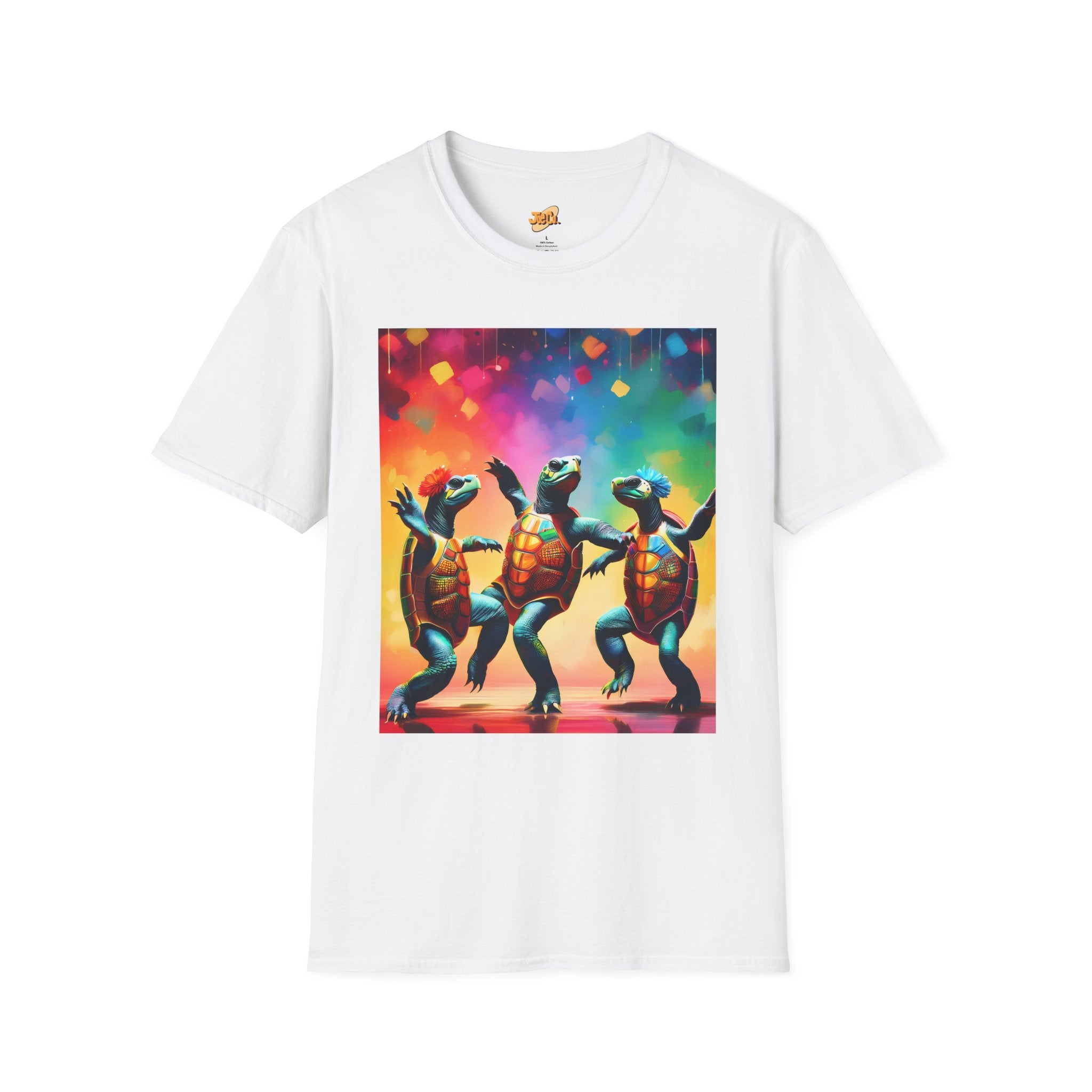 Dancing Turtles Graphic T-Shirt — Colorful Party Sea Turtle Tee