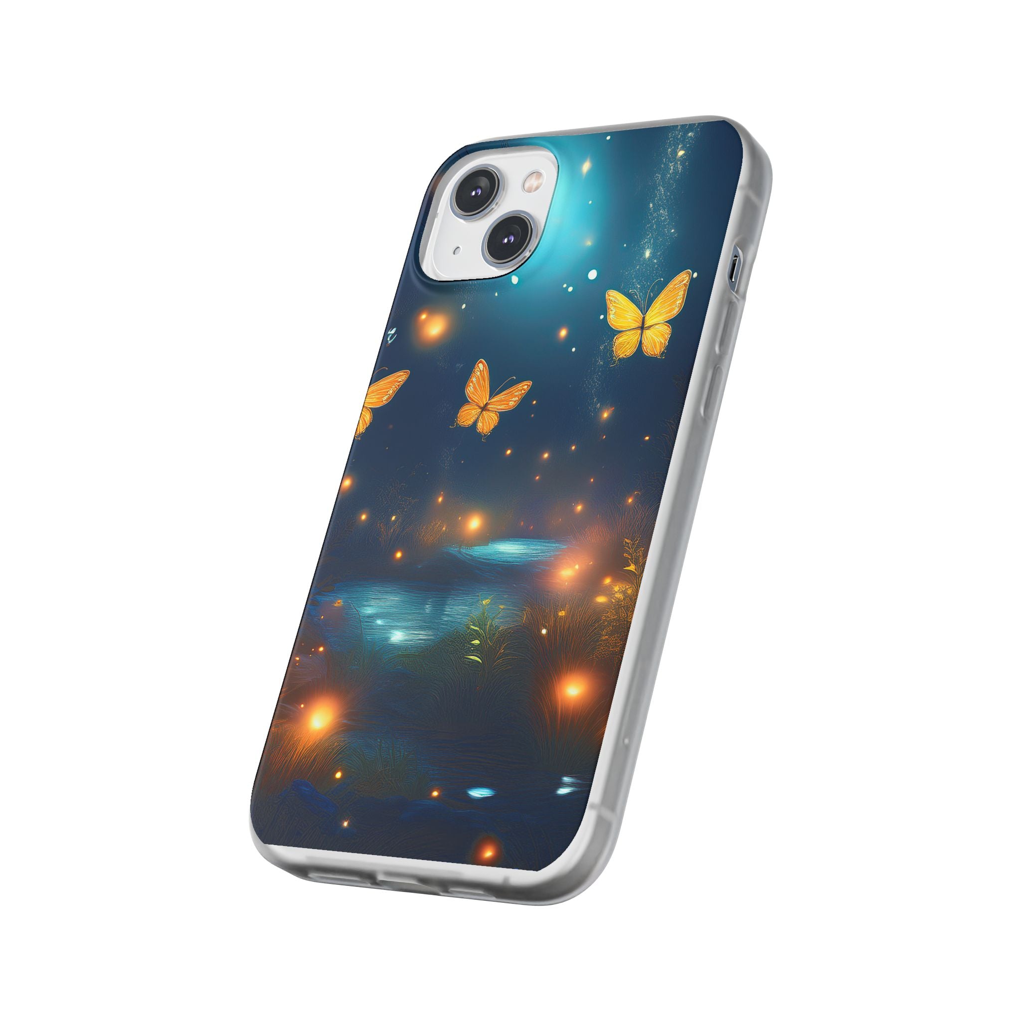 Butterfly Night Sky Phone Case – Glowing Firefly Fantasy for iPhone