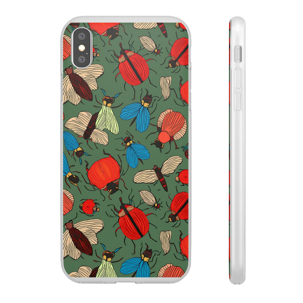 Bug Pattern Phone Case — Colorful Beetles & Flies Design