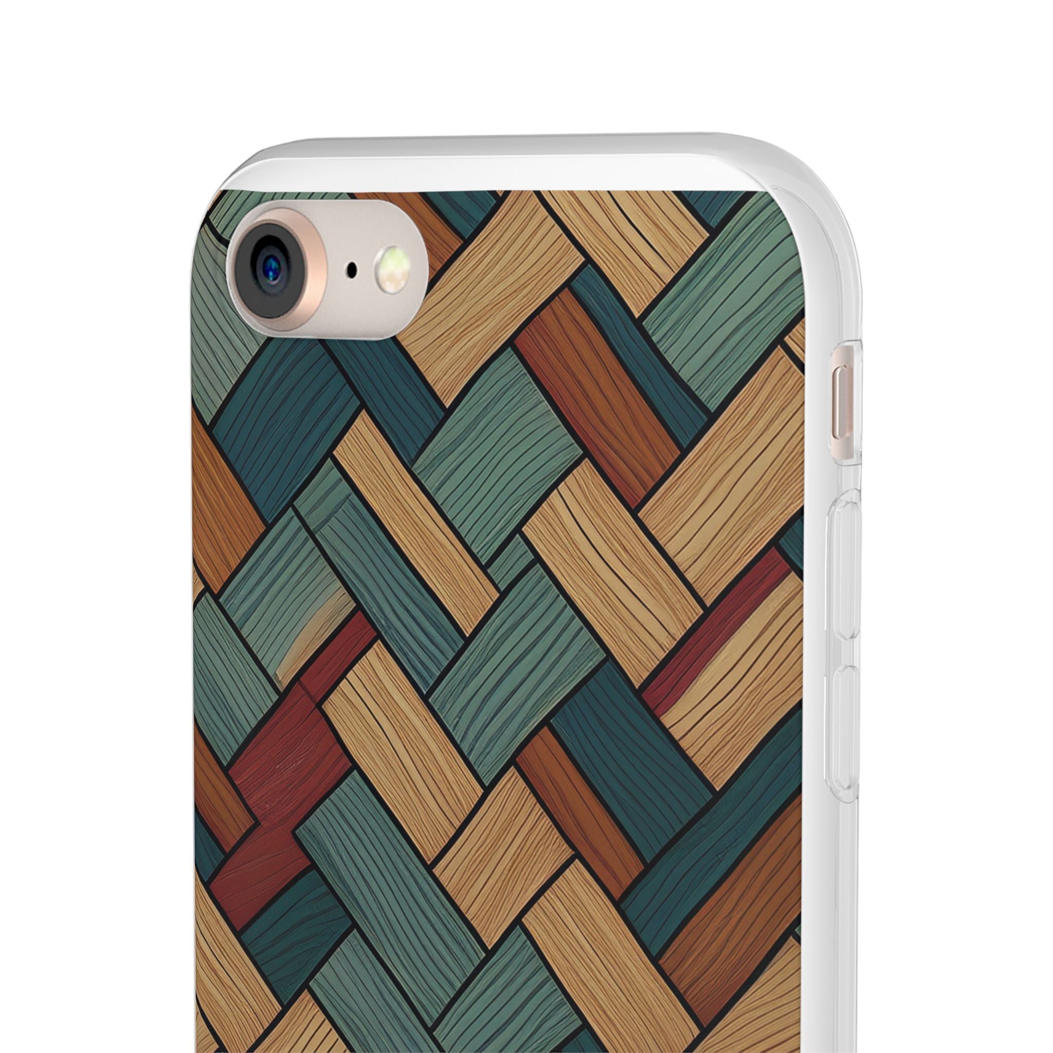 Woven Wood Pattern Phone Case — Rustic Geometric iPhone Flexi Case