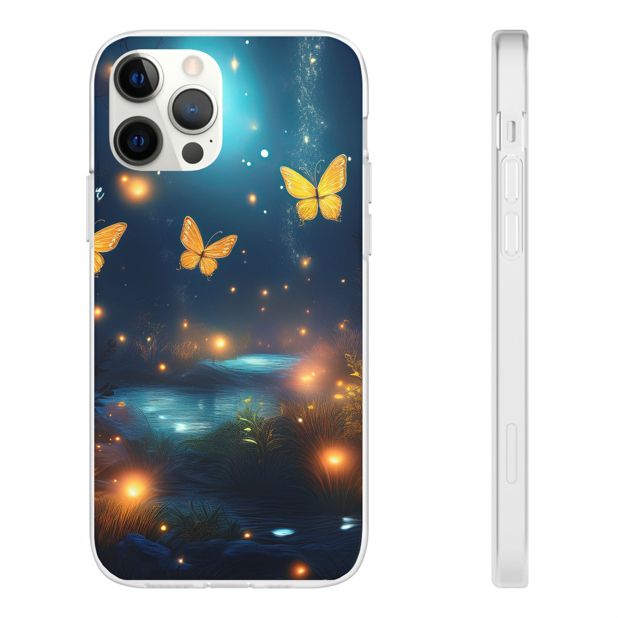 Butterfly Night Sky Phone Case – Glowing Firefly Fantasy for iPhone