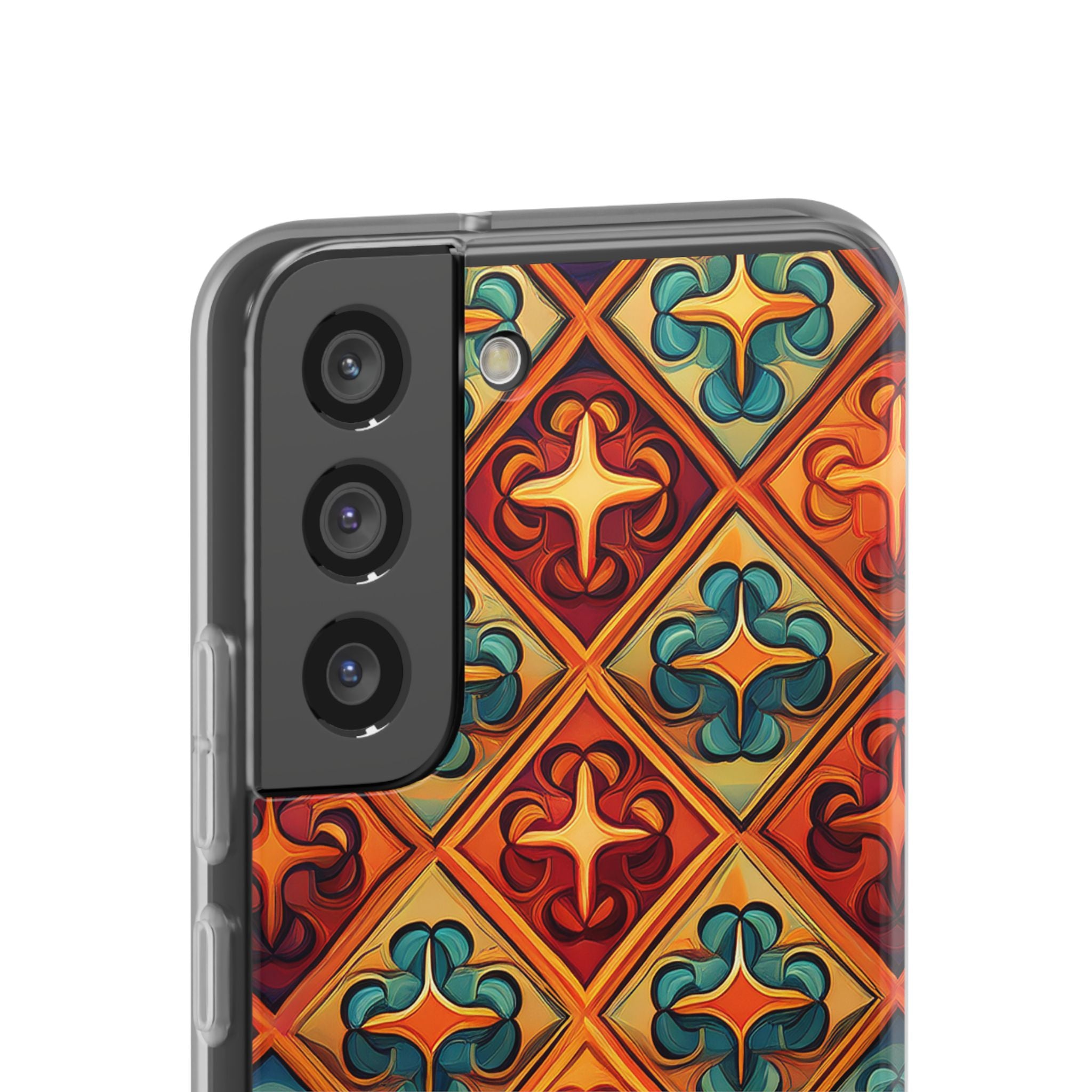 Vintage Tile Pattern Phone Case — Retro Moroccan Geometric Flexi Case