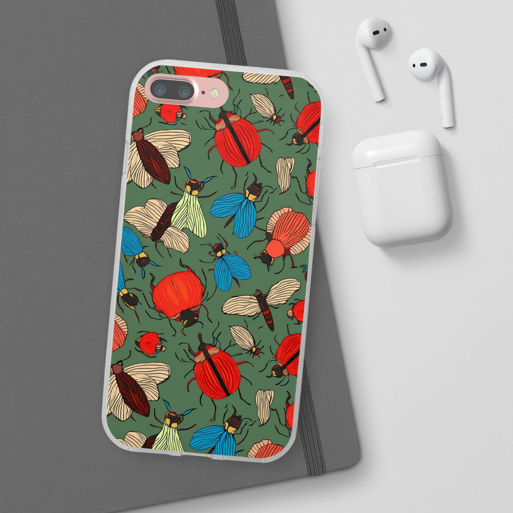 Bug Pattern Phone Case — Colorful Beetles & Flies Design