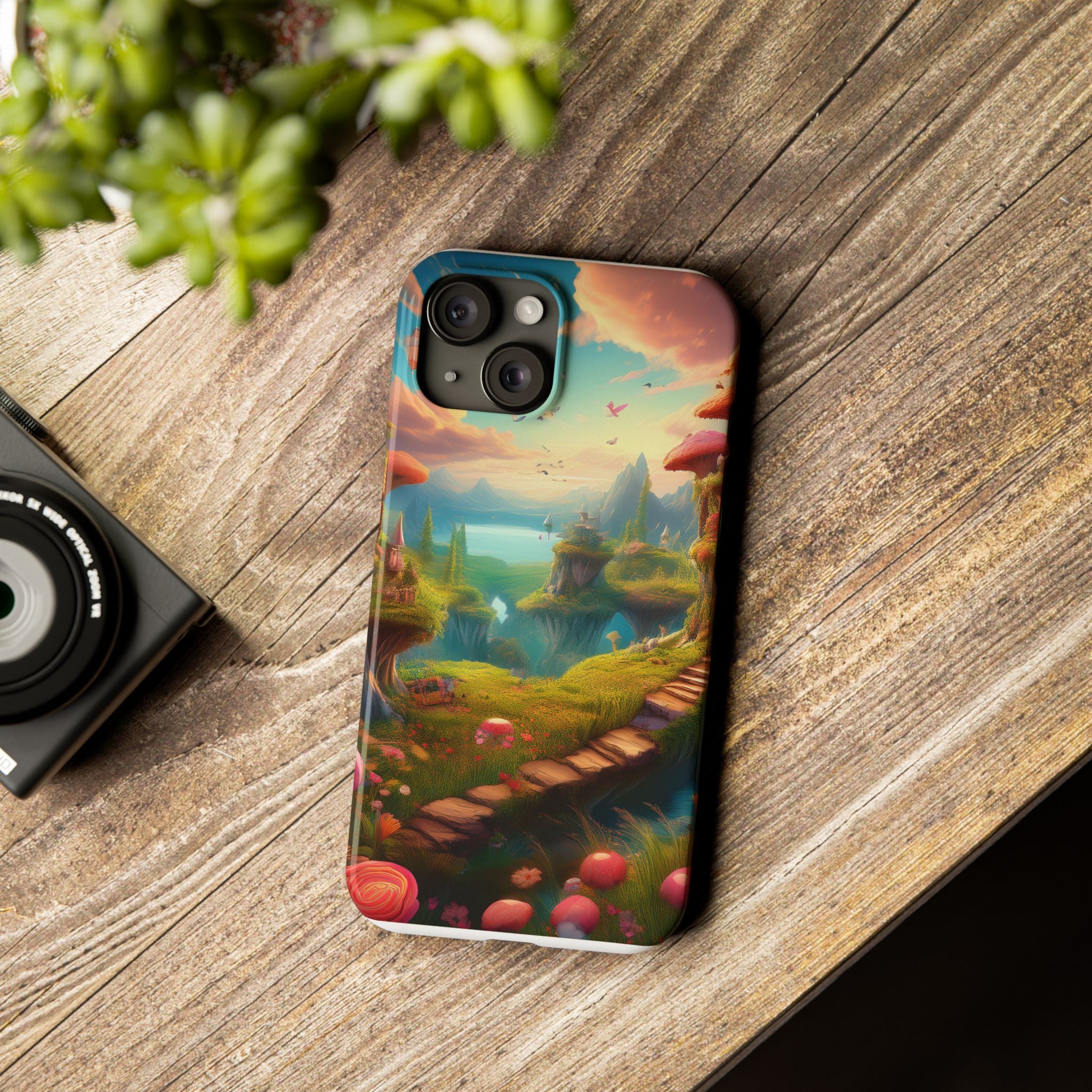 Fantasy Landscape Slim Phone Case — Enchanted Mushroom Path