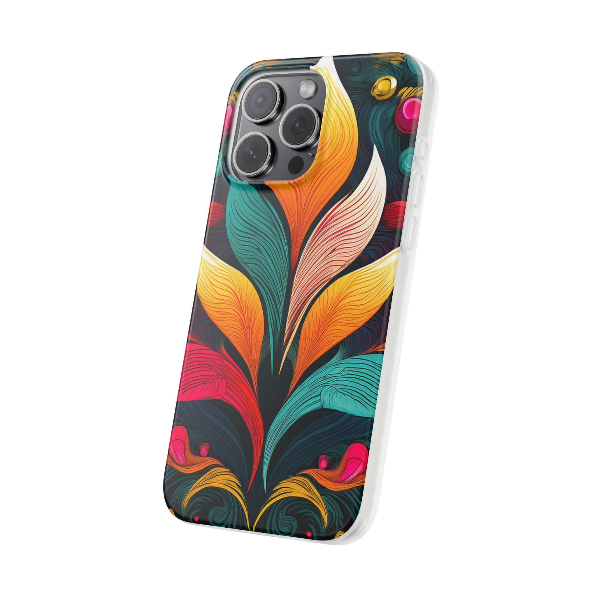 Floral Swirl Phone Case — Vibrant Boho Leaf Art Protective Cover