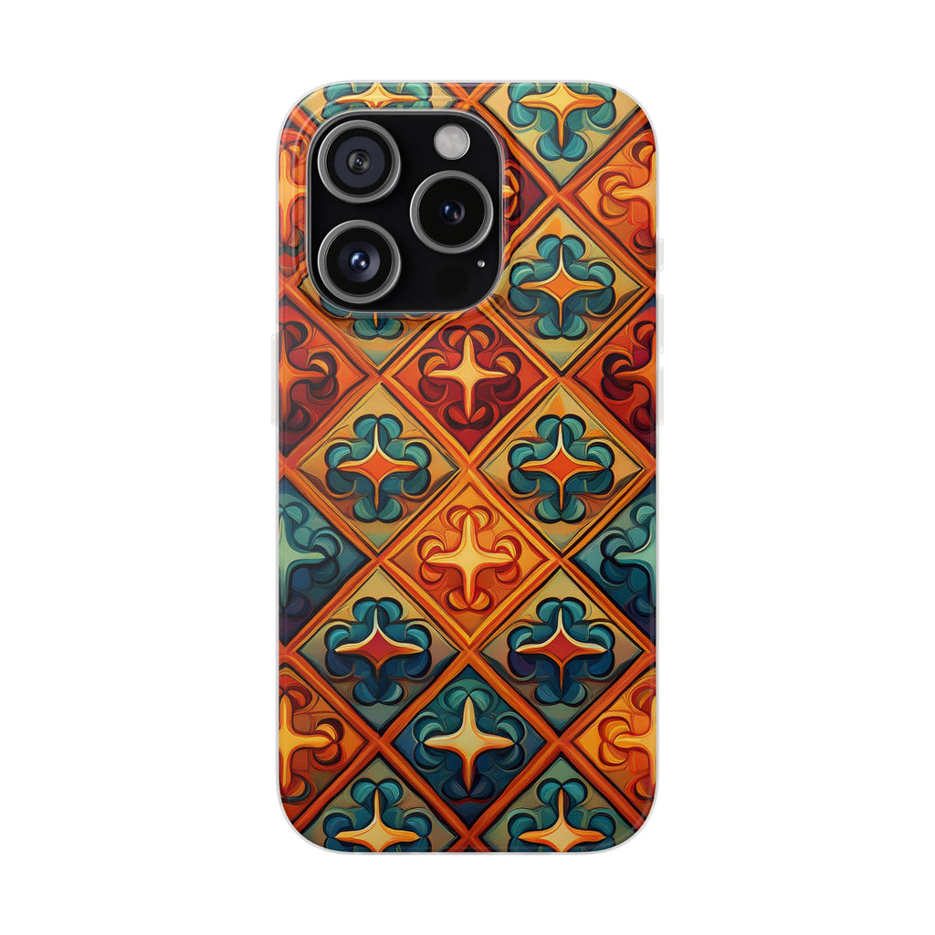 Vintage Tile Pattern Phone Case — Retro Moroccan Geometric Flexi Case