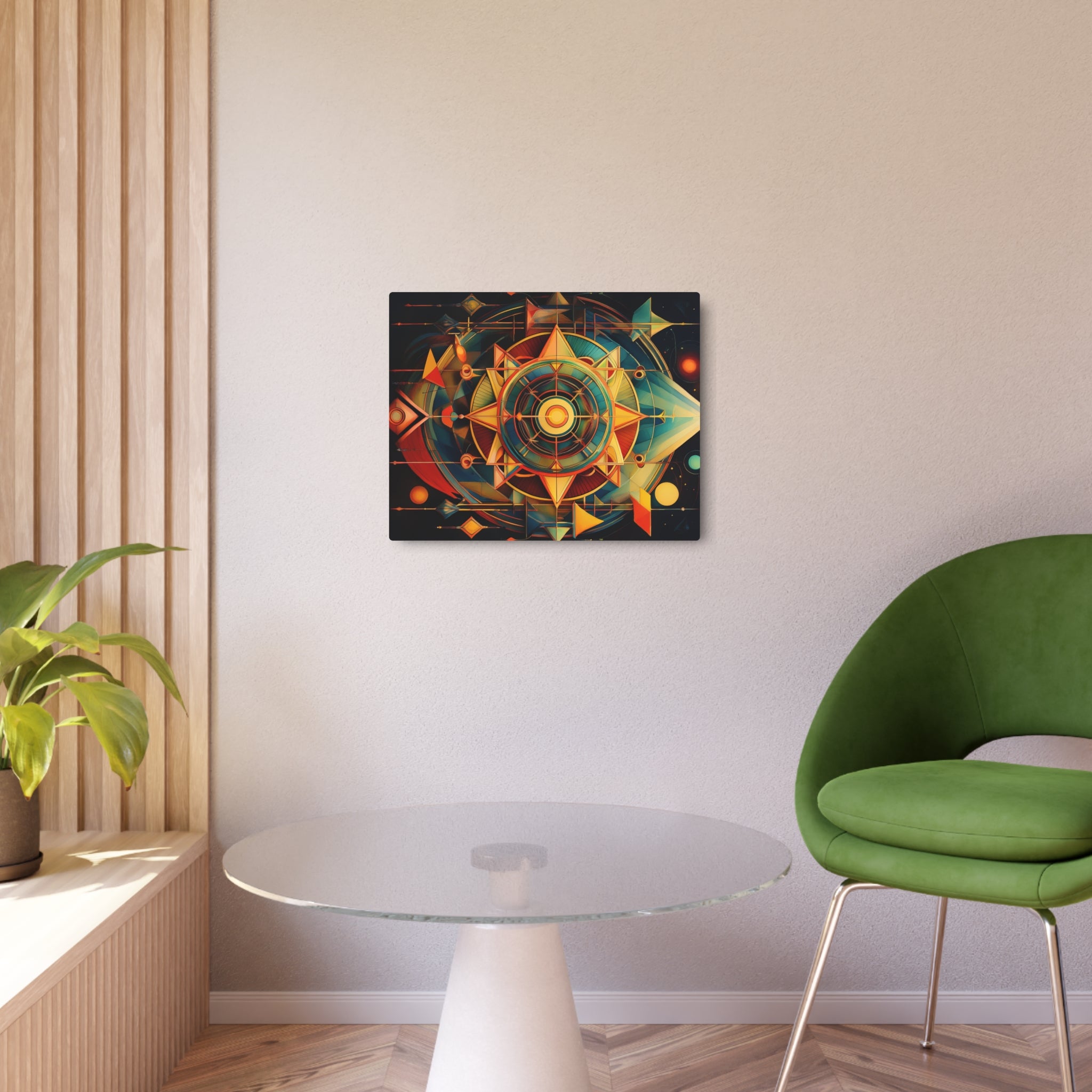 Geometric Compass Metal Art Sign — Abstract Nautical Wall Decor