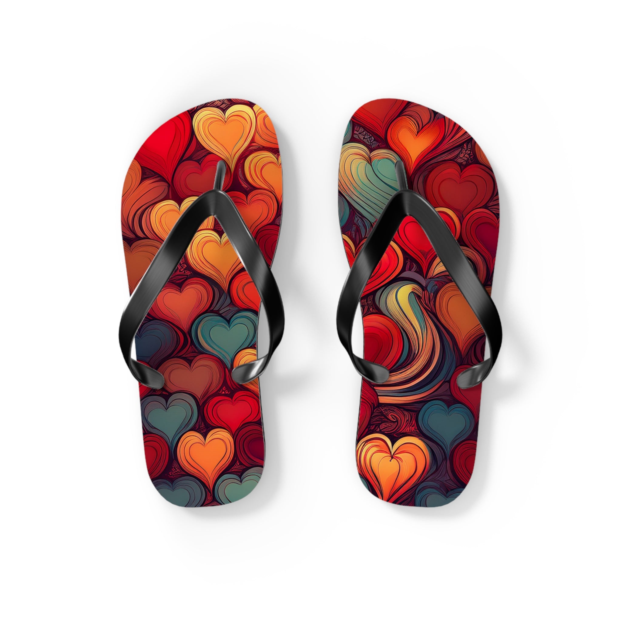 Heart Pattern Flip Flops — Colorful Romantic Summer Sandals