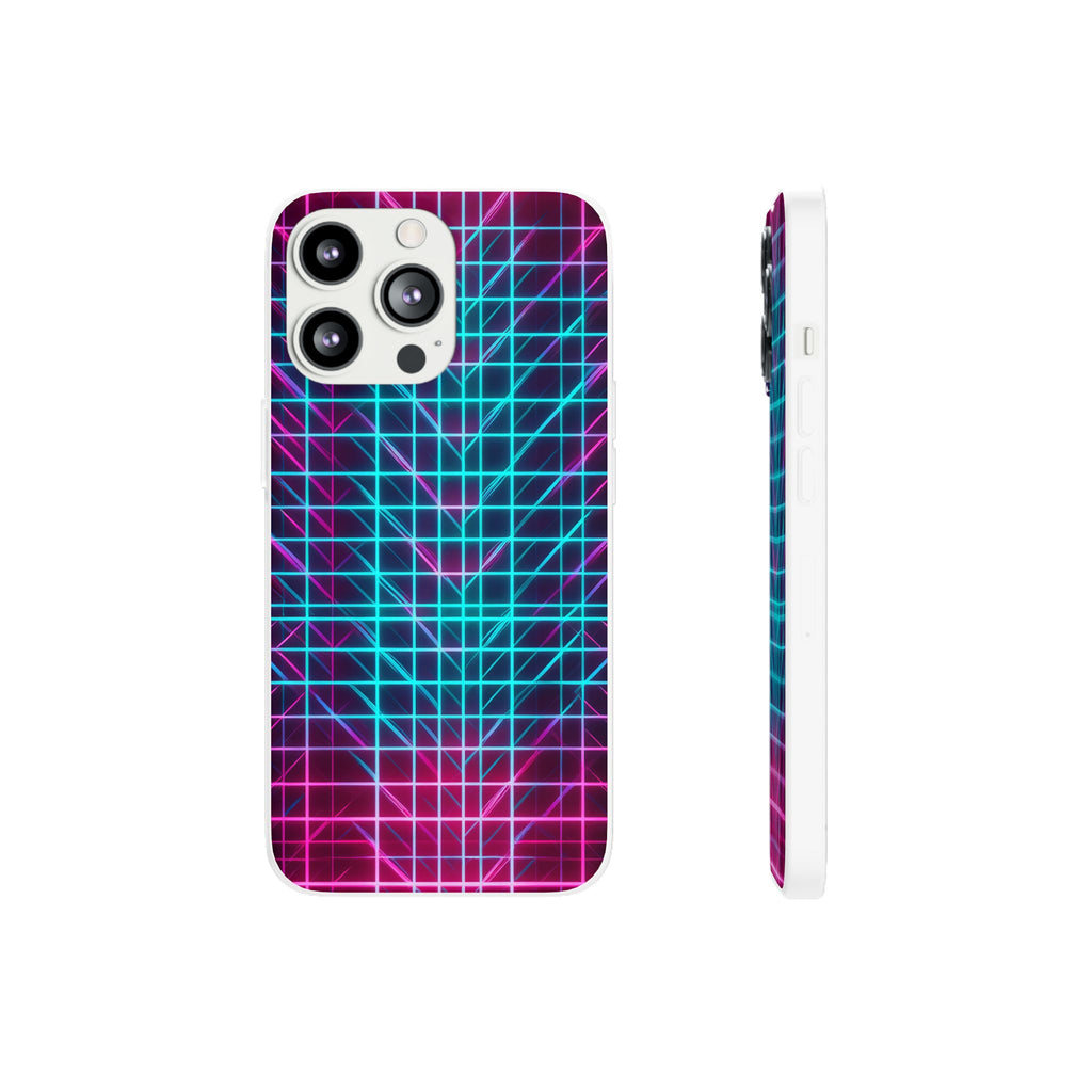 Retro Neon Grid Phone Case – 80s Vaporwave Geometric iPhone Cover