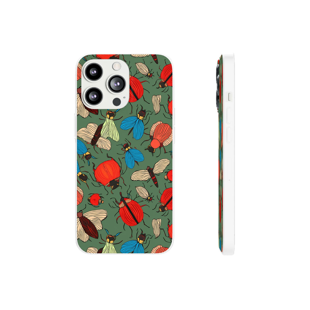 Bug Pattern Phone Case — Colorful Beetles & Flies Design