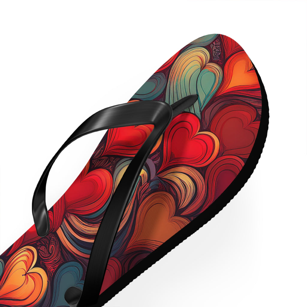 Heart Pattern Flip Flops — Colorful Romantic Summer Sandals