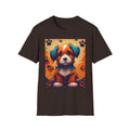 Cute Puppy Portrait T-Shirt — Colorful Paw Print Dog Graphic Tee