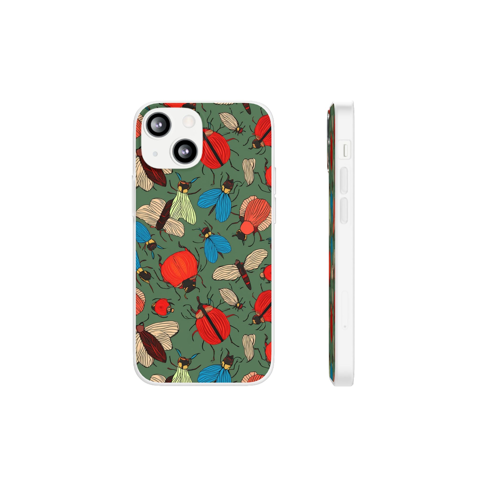 Bug Pattern Phone Case — Colorful Beetles & Flies Design
