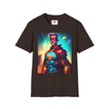Superhero Graphic T-Shirt — Retro Neon Captain Chest Emblem
