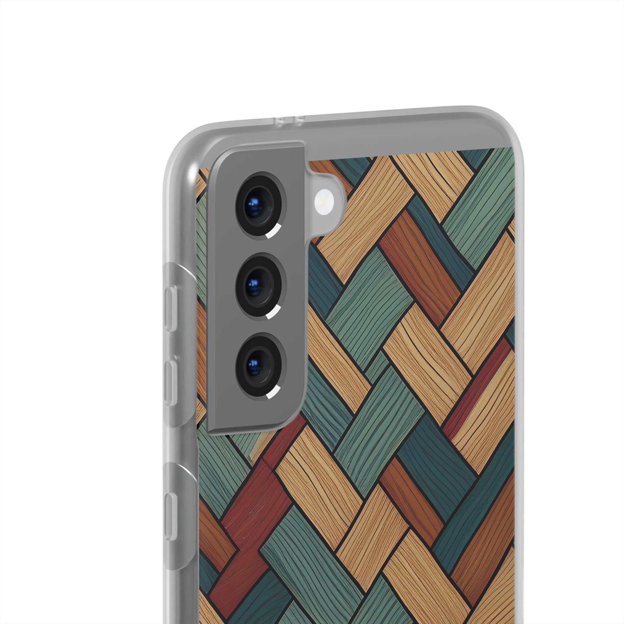 Woven Wood Pattern Phone Case — Rustic Geometric iPhone Flexi Case