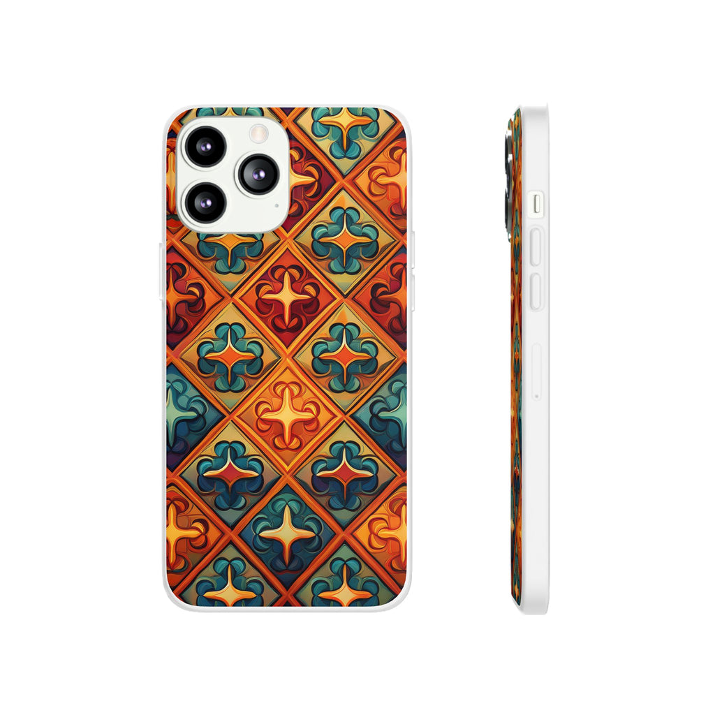 Vintage Tile Pattern Phone Case — Retro Moroccan Geometric Flexi Case