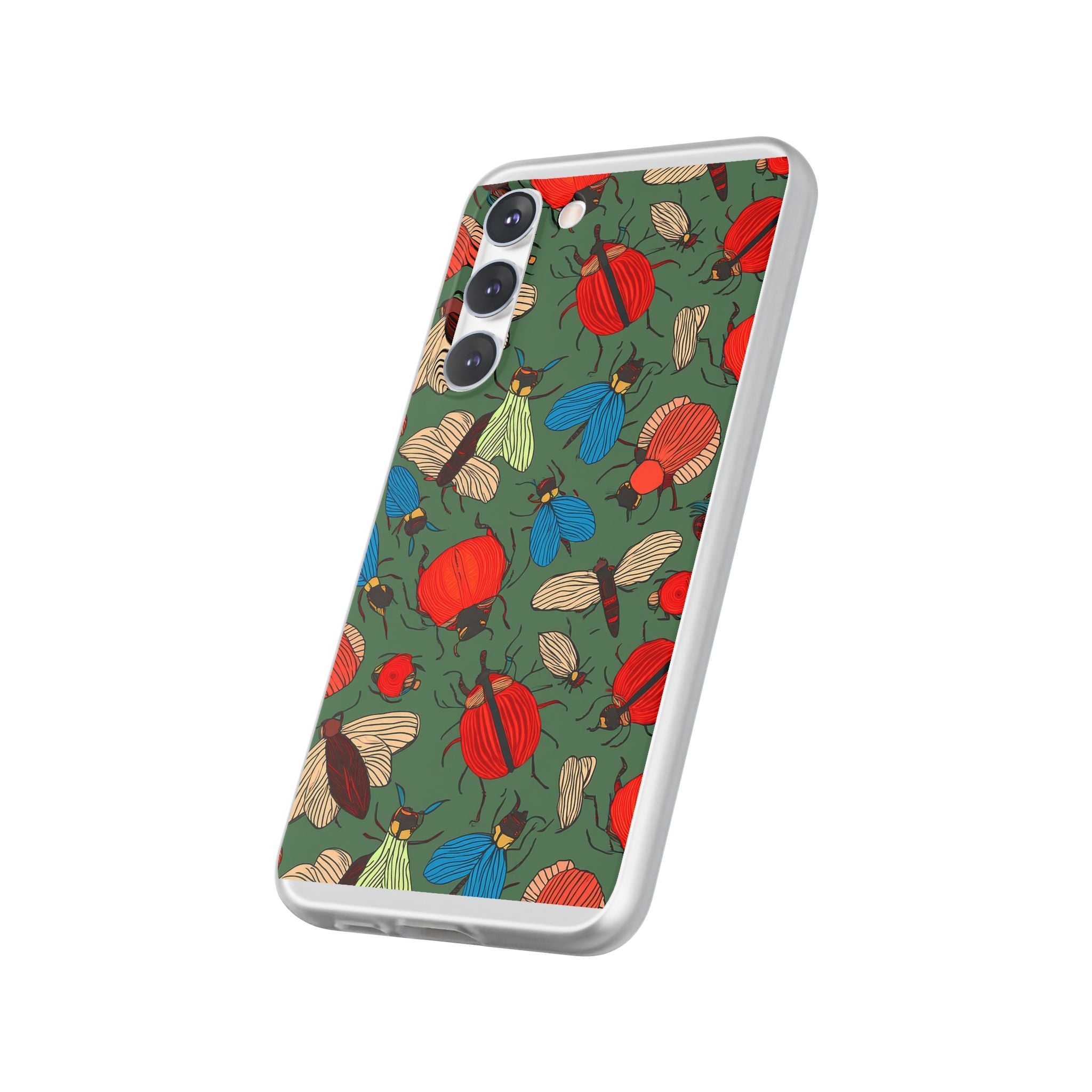 Bug Pattern Phone Case — Colorful Beetles & Flies Design