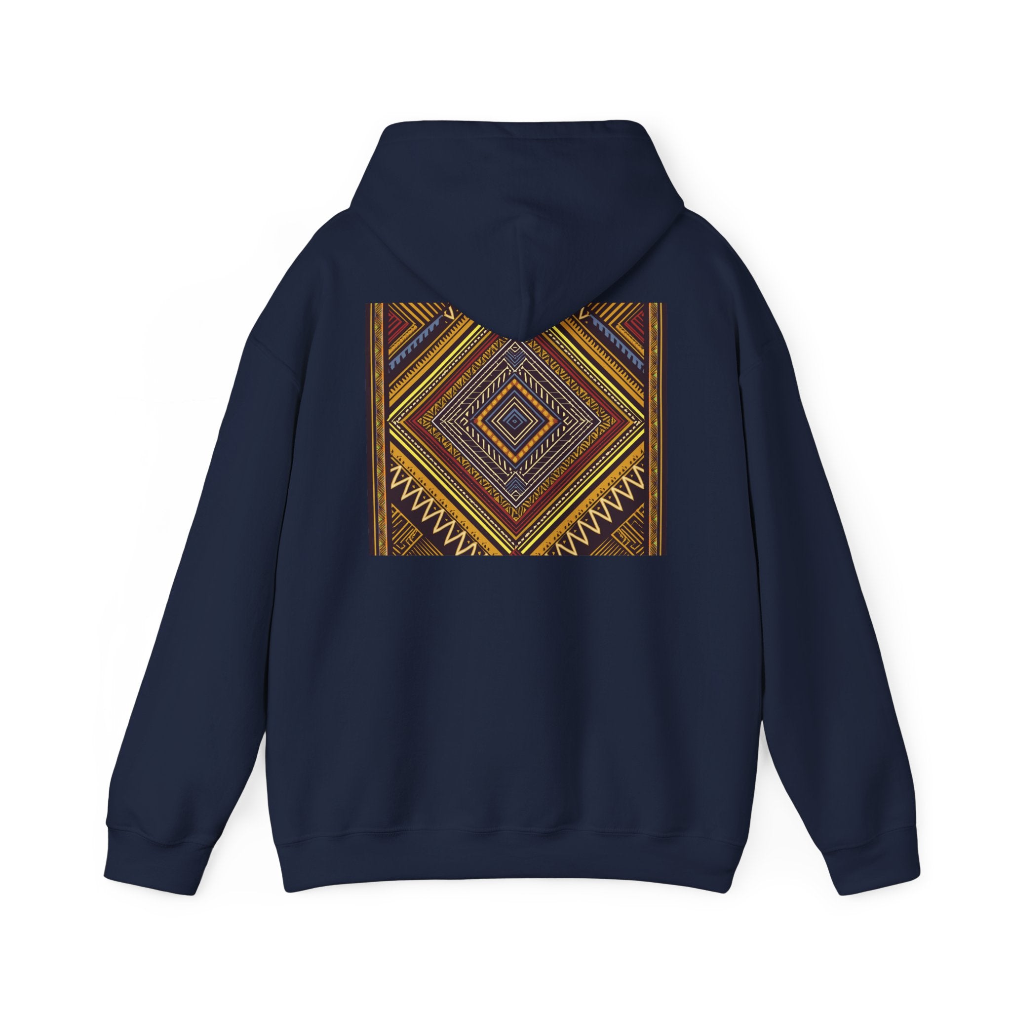 Boho Geometric Diamond Hoodie – Earthy Tribal Pattern Pullover