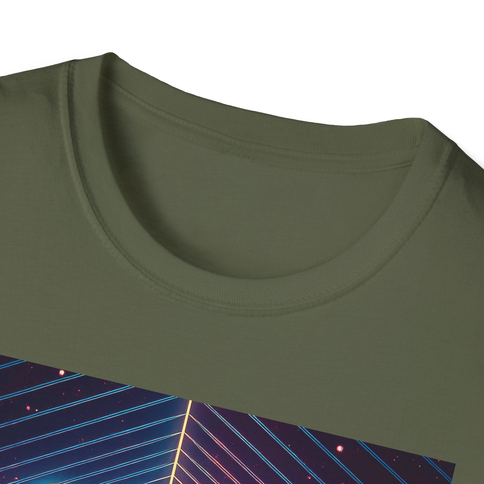 Retro Futuristic Space Tee — Neon Geometric Galaxy T-Shirt