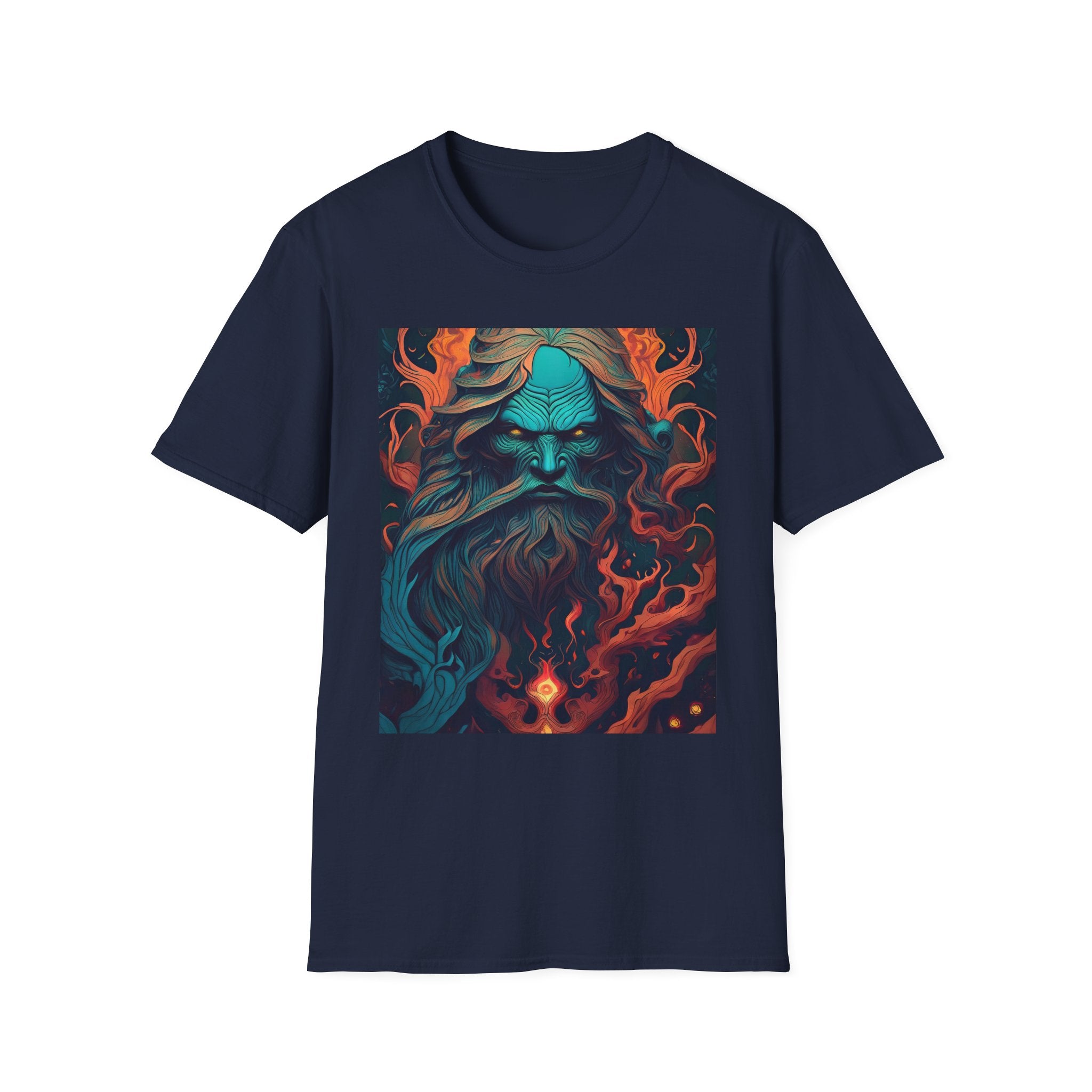 Mythic Sea God Graphic T-Shirt — Trident Poseidon Illustration