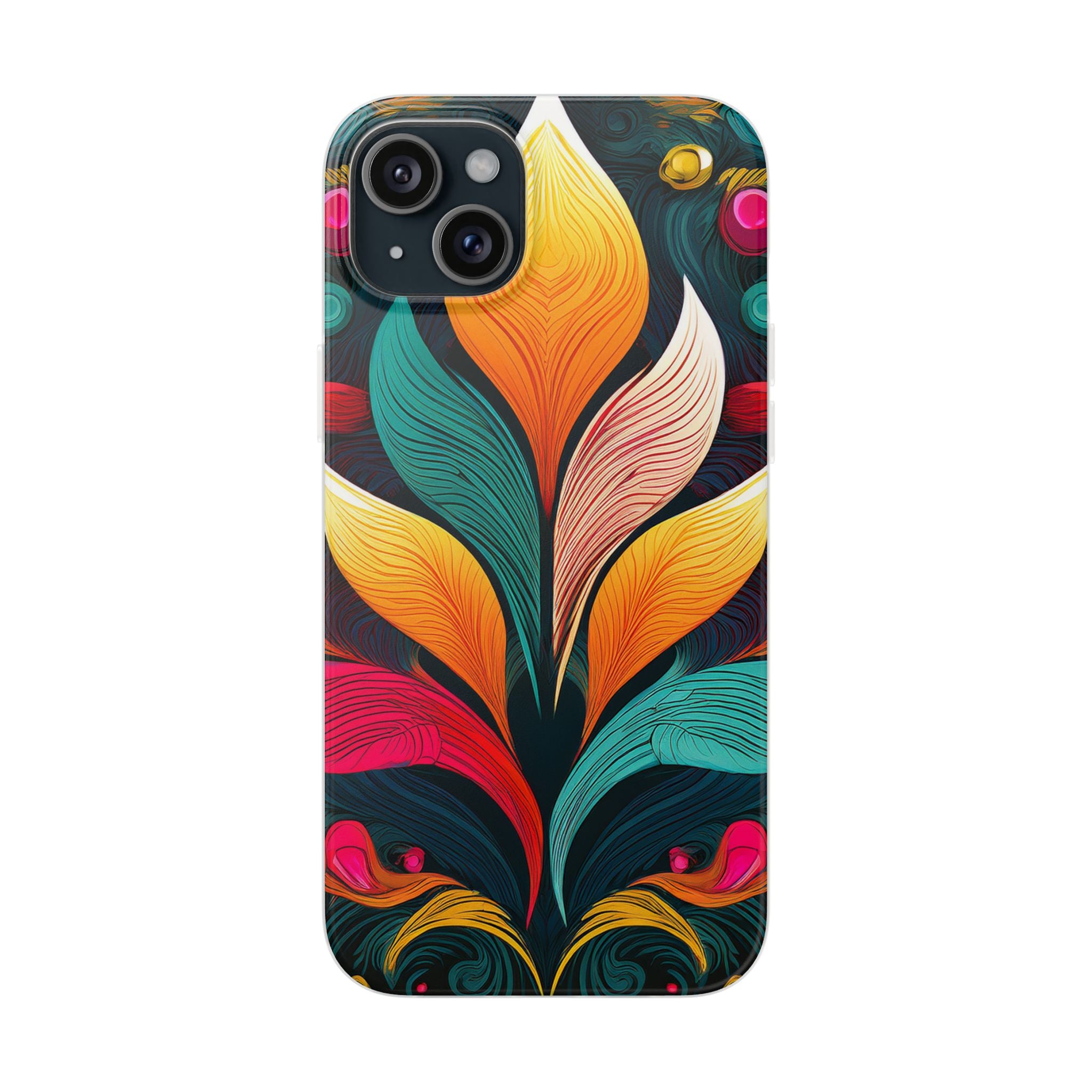 Floral Swirl Phone Case — Vibrant Boho Leaf Art Protective Cover