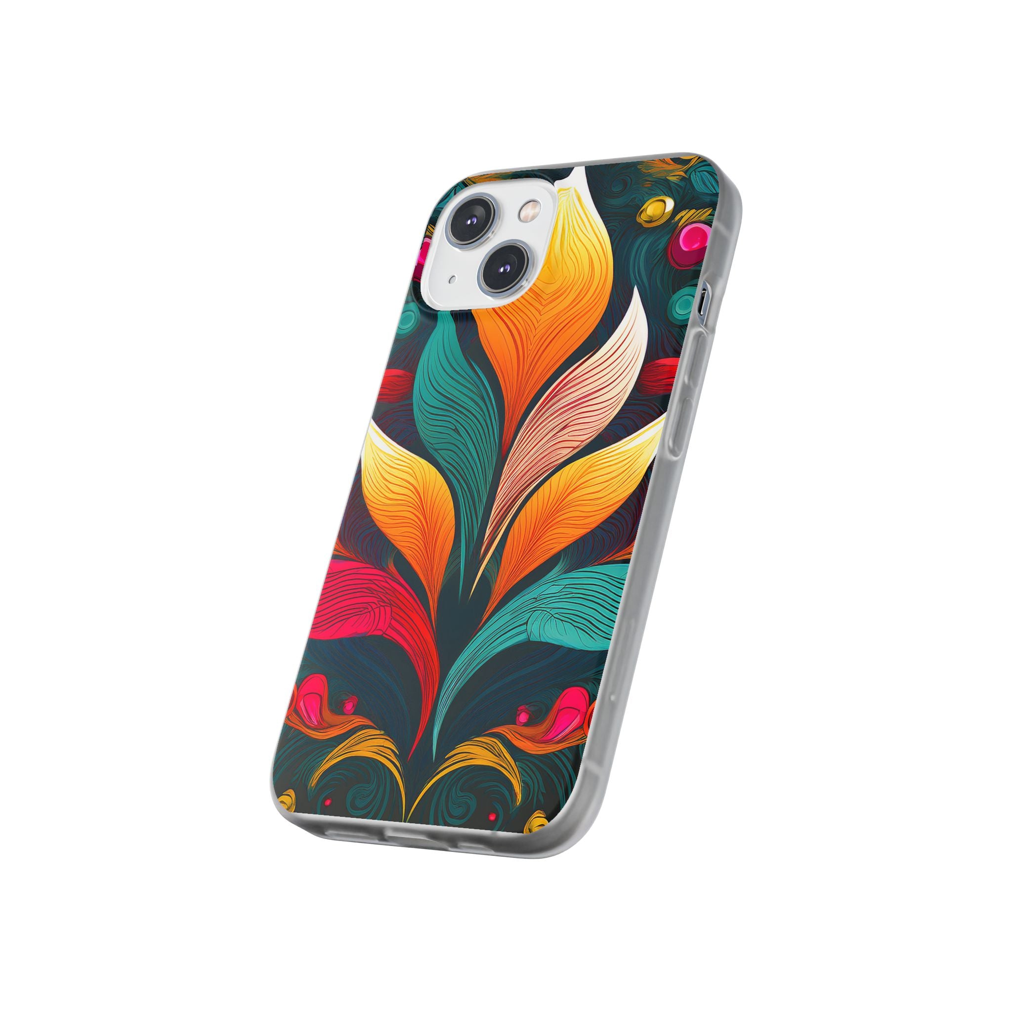 Floral Swirl Phone Case — Vibrant Boho Leaf Art Protective Cover
