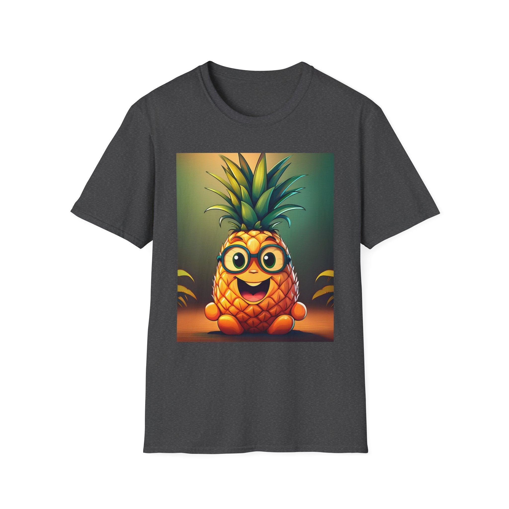 Pineapple Cartoon T-Shirt — Cute Smiling Pineapple with Glasses Tee