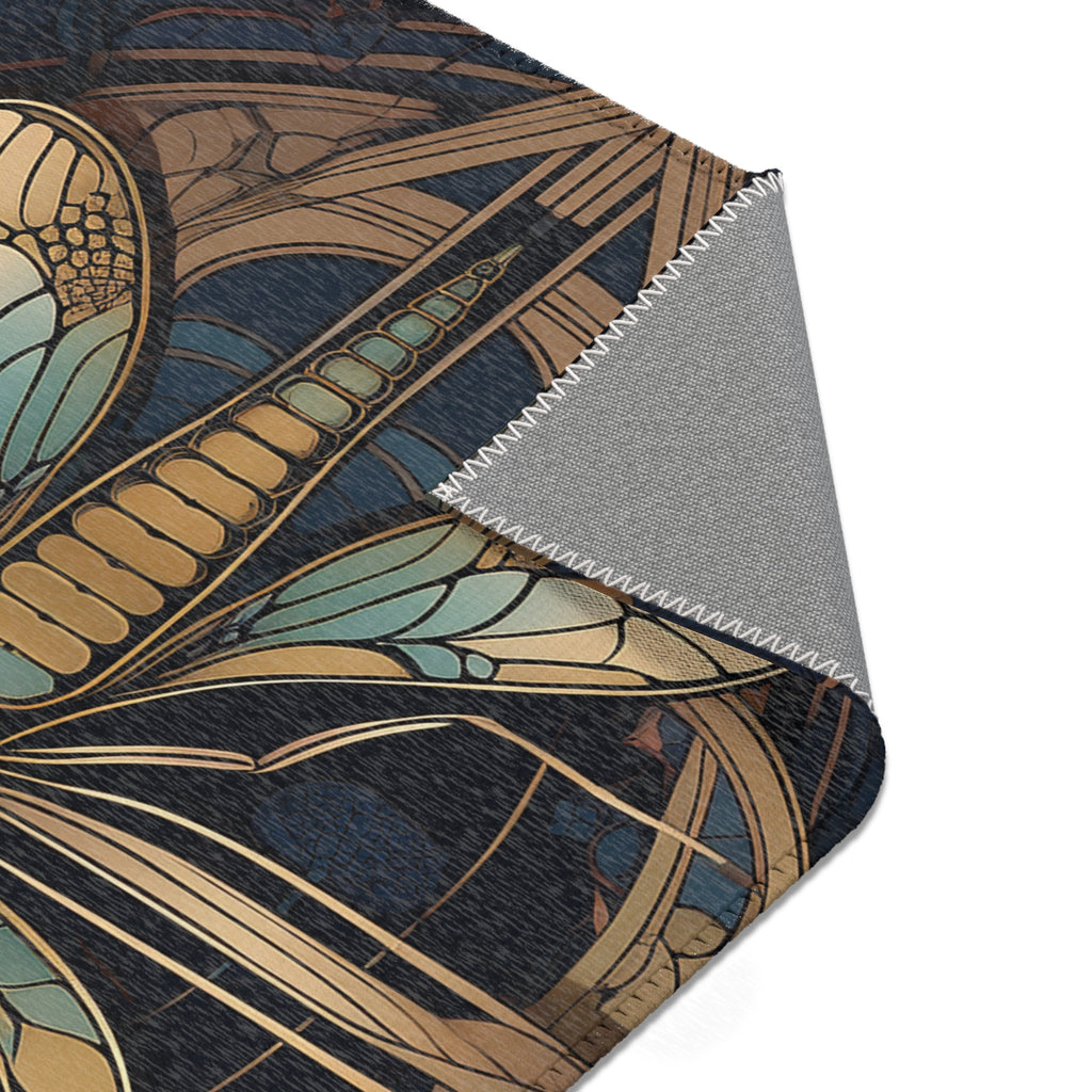 Art Nouveau Dragonfly Area Rug — Vintage Botanical Accent Rug