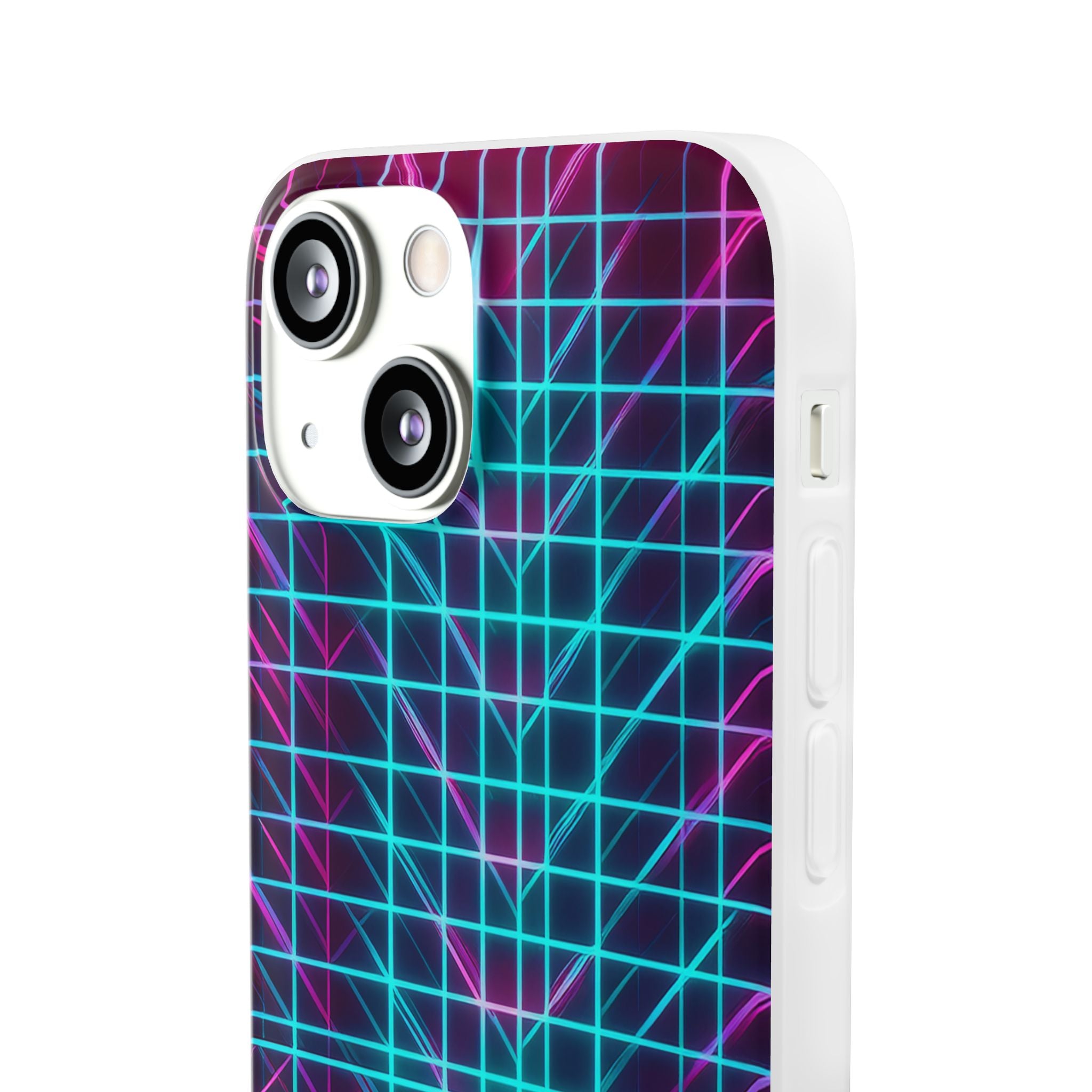 Retro Neon Grid Phone Case – 80s Vaporwave Geometric iPhone Cover