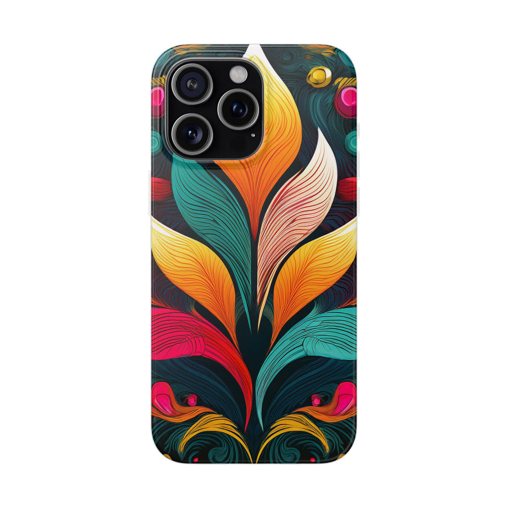 Floral Swirl Phone Case — Vibrant Boho Leaf Art Protective Cover