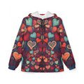 Heart Mosaic Windbreaker Jacket – Colorful Valentine's AOP Hooded Windbreaker