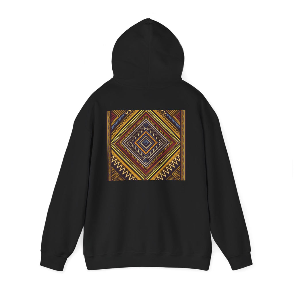 Boho Geometric Diamond Hoodie – Earthy Tribal Pattern Pullover