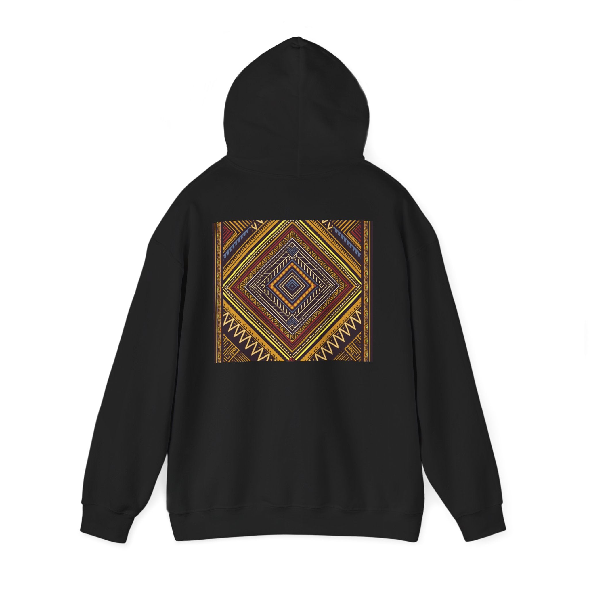 Boho Geometric Diamond Hoodie – Earthy Tribal Pattern Pullover