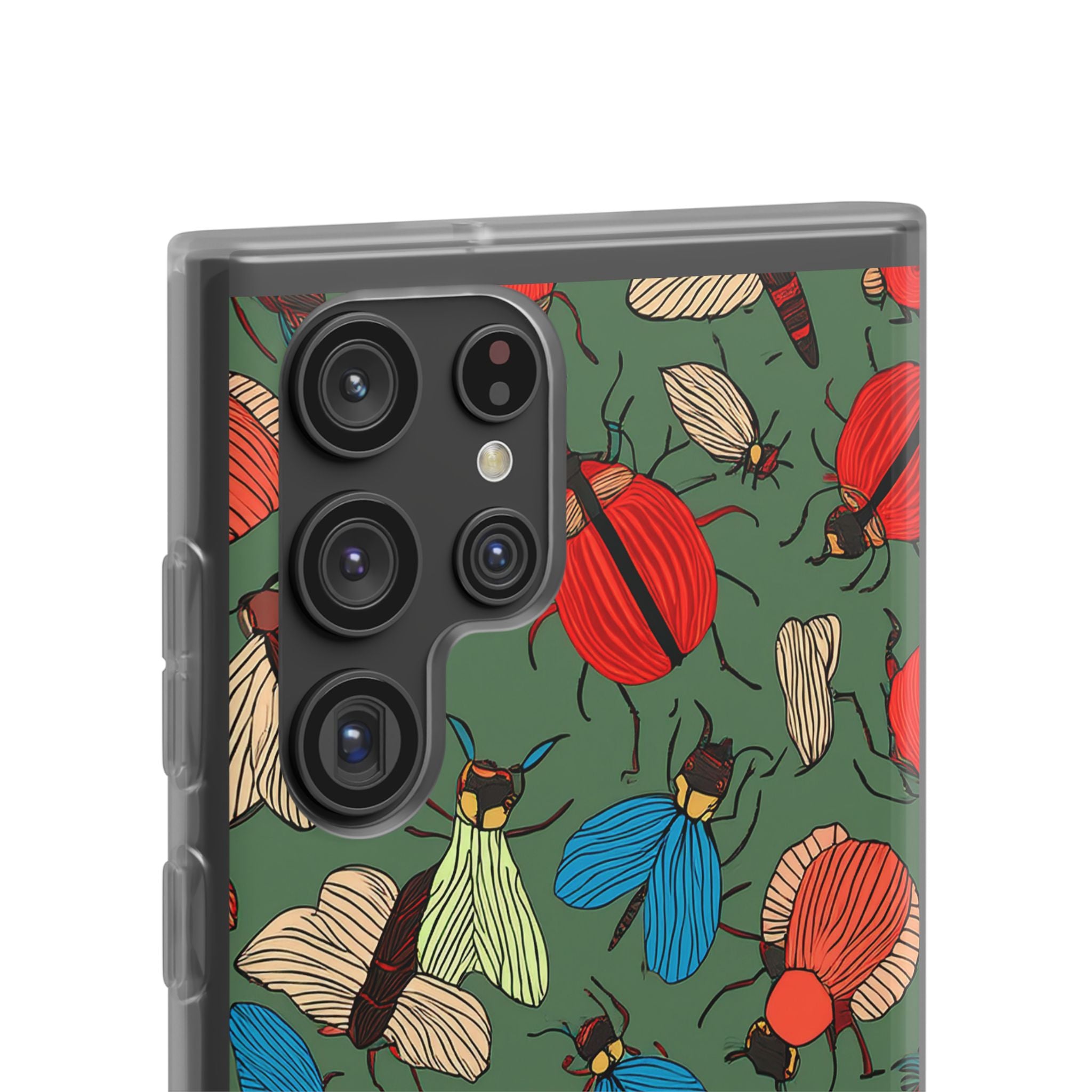 Bug Pattern Phone Case — Colorful Beetles & Flies Design