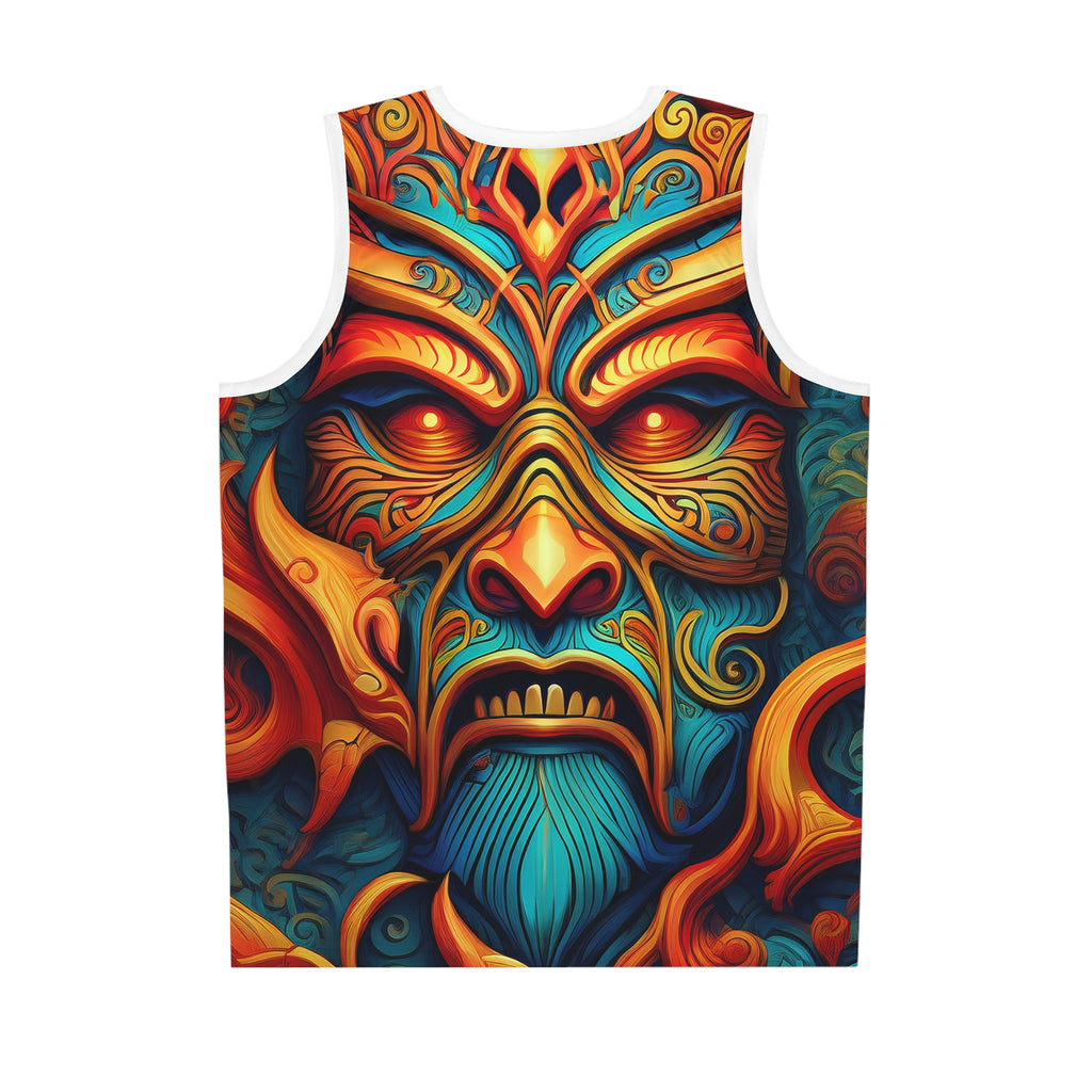 Tribal Flame Mask Basketball Jersey - All-Over-Print