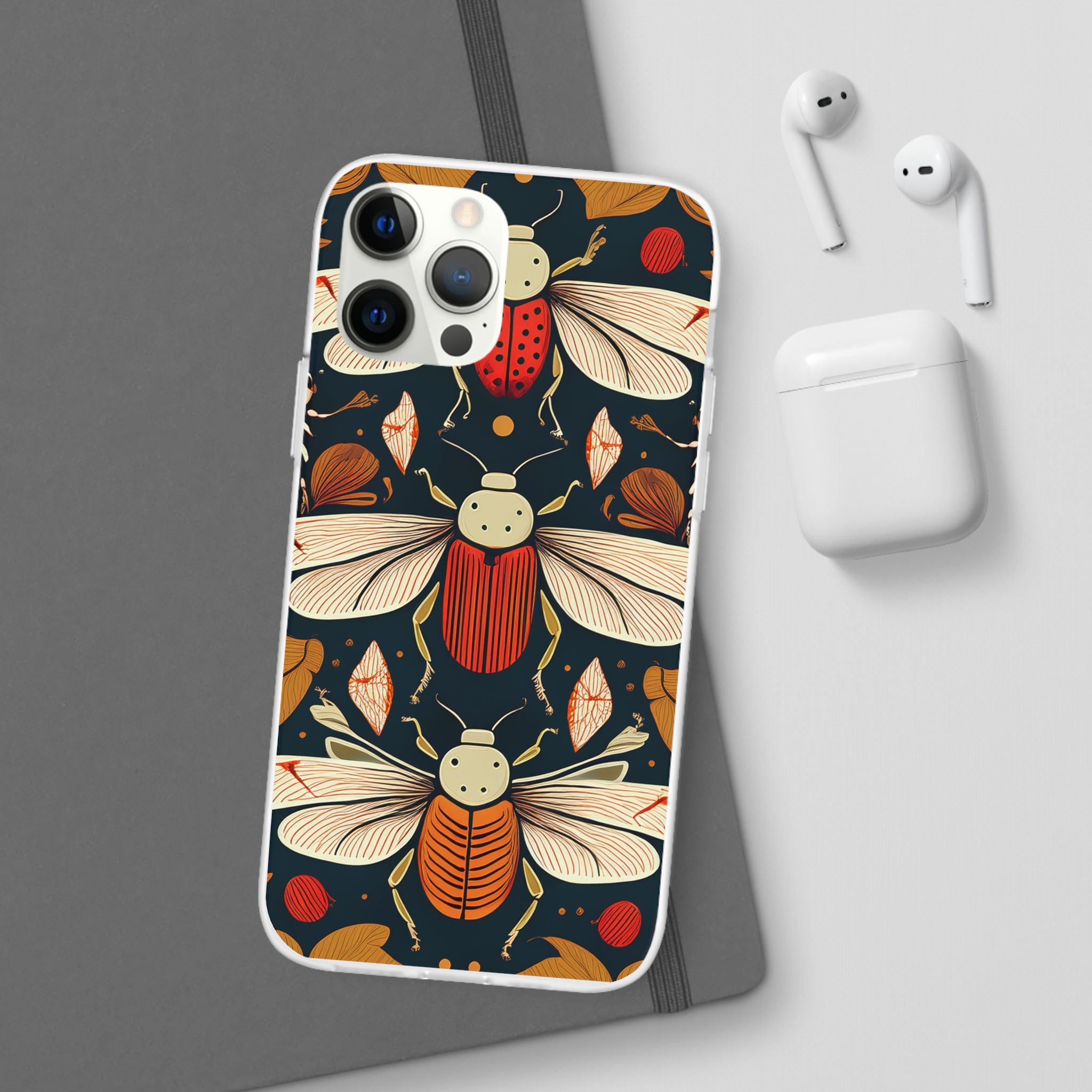 Bug Pattern Phone Case — Vintage Floral Firefly Design