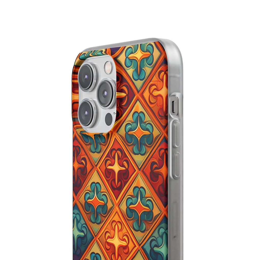 Vintage Tile Pattern Phone Case — Retro Moroccan Geometric Flexi Case