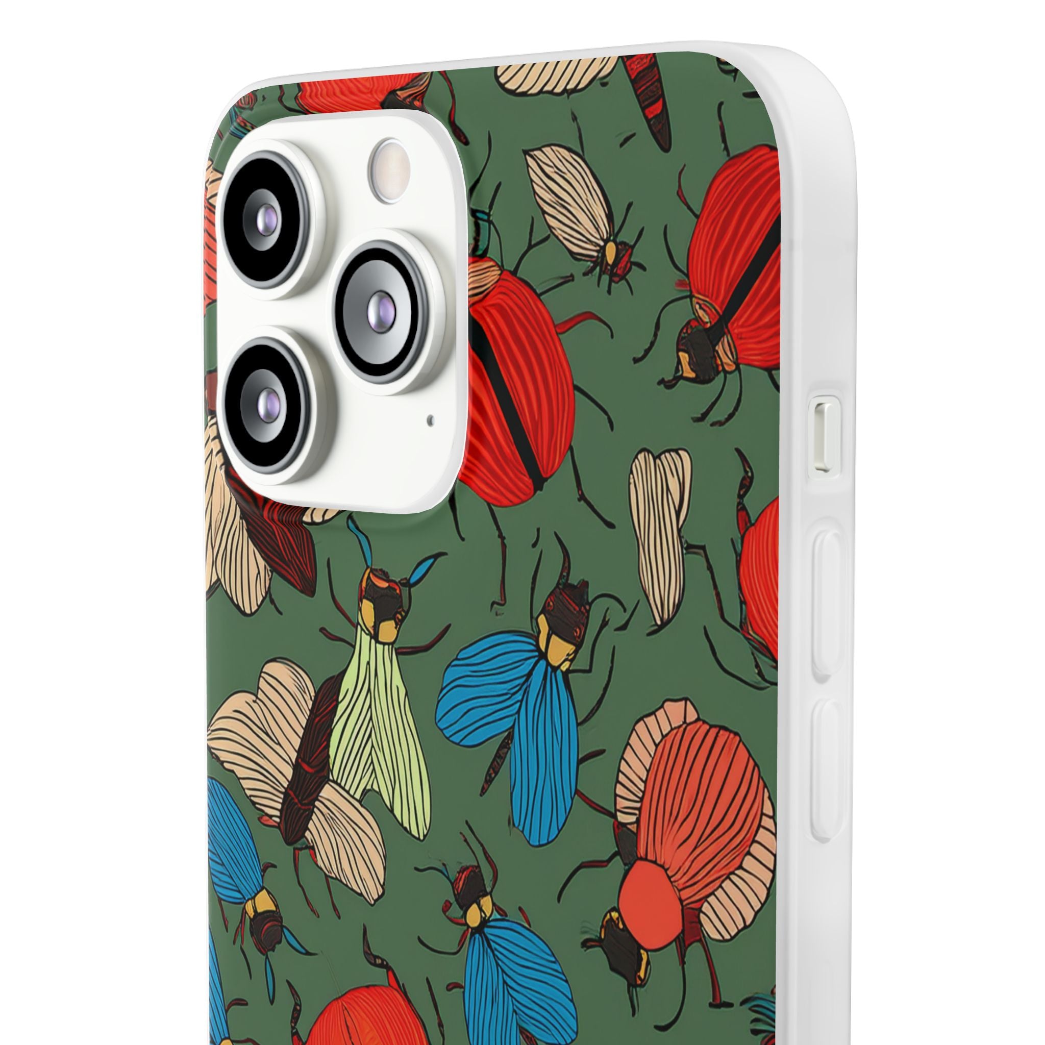Bug Pattern Phone Case — Colorful Beetles & Flies Design