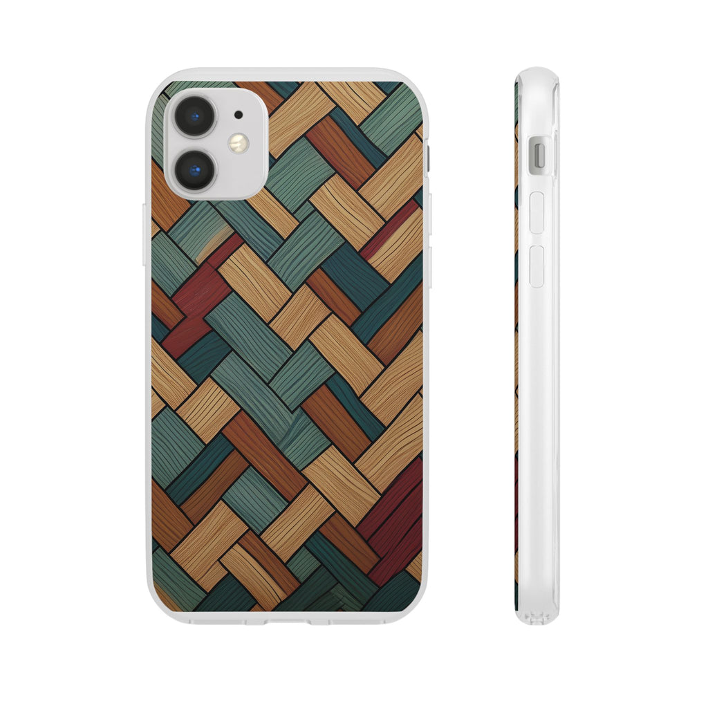 Woven Wood Pattern Phone Case — Rustic Geometric iPhone Flexi Case